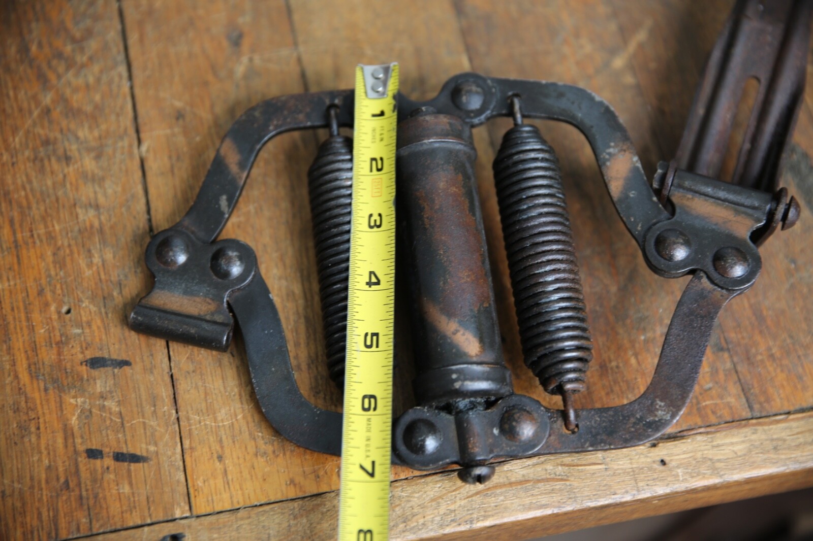 Vintage Japanned Swing Arm Potbelly Door Closer hardware antique copper flash