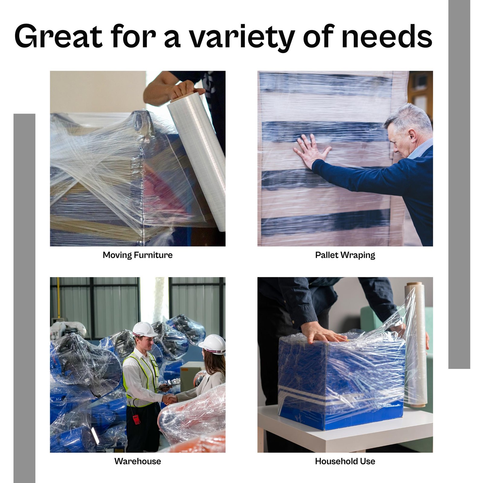 Cast Hand Stretch Wrap 18″ x 1500 Ft 4 Rolls Tinted Purple Plastic Shrink Film