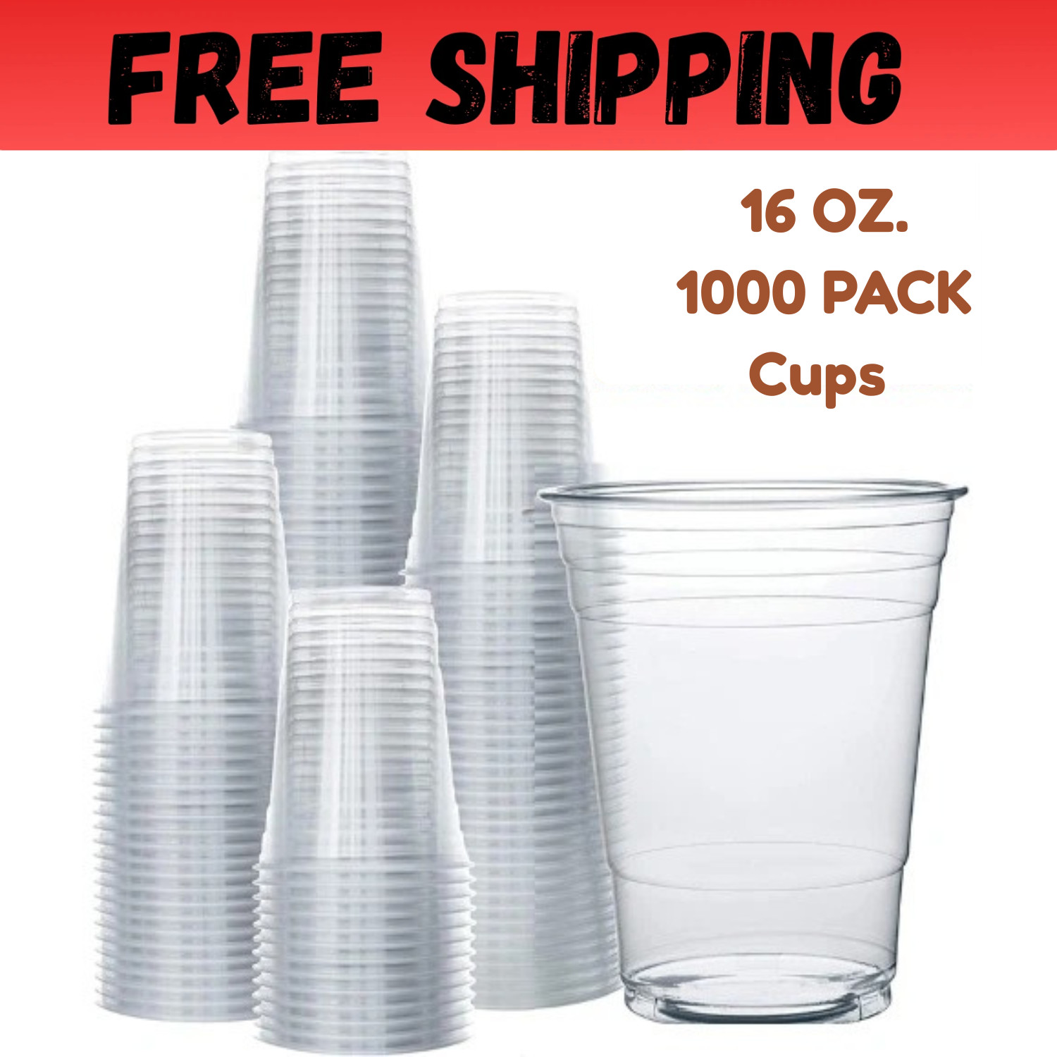 1000 Pack 16oz Disposable Plastic Cups with Lids – Clear PET Drinking Cups for C