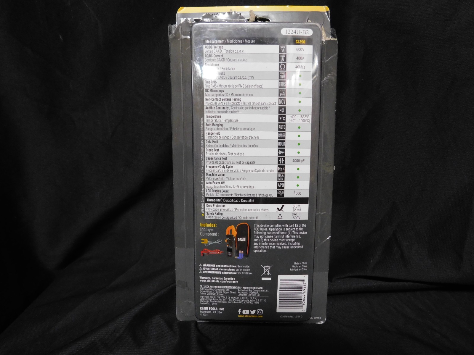 Klein Tools CL390 Auto-Ranging Digital Clamp Meter (EB82)