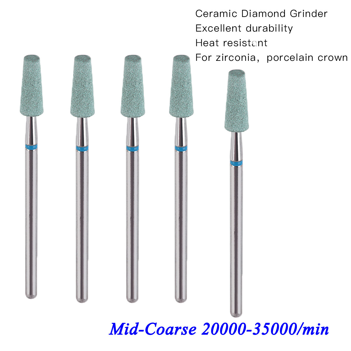 10X Dental Ceramic Diamond Bur Medium Polisher CD2123 Grinder Zirconia Porcelain