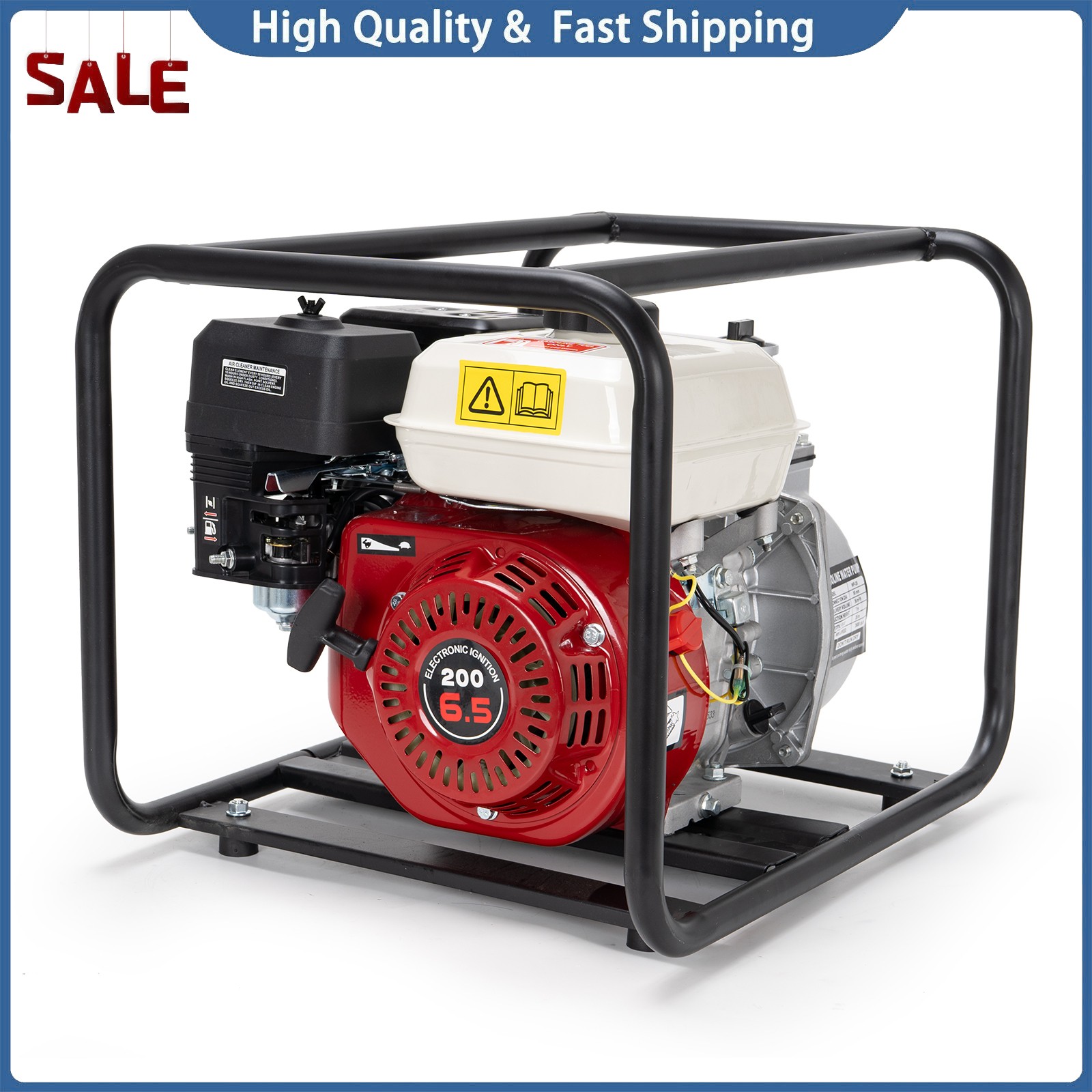 2 Inch Gas Powered Water Pump 6.5HP 4-Stroke Cast Iron Semi Trash Drainage Tool