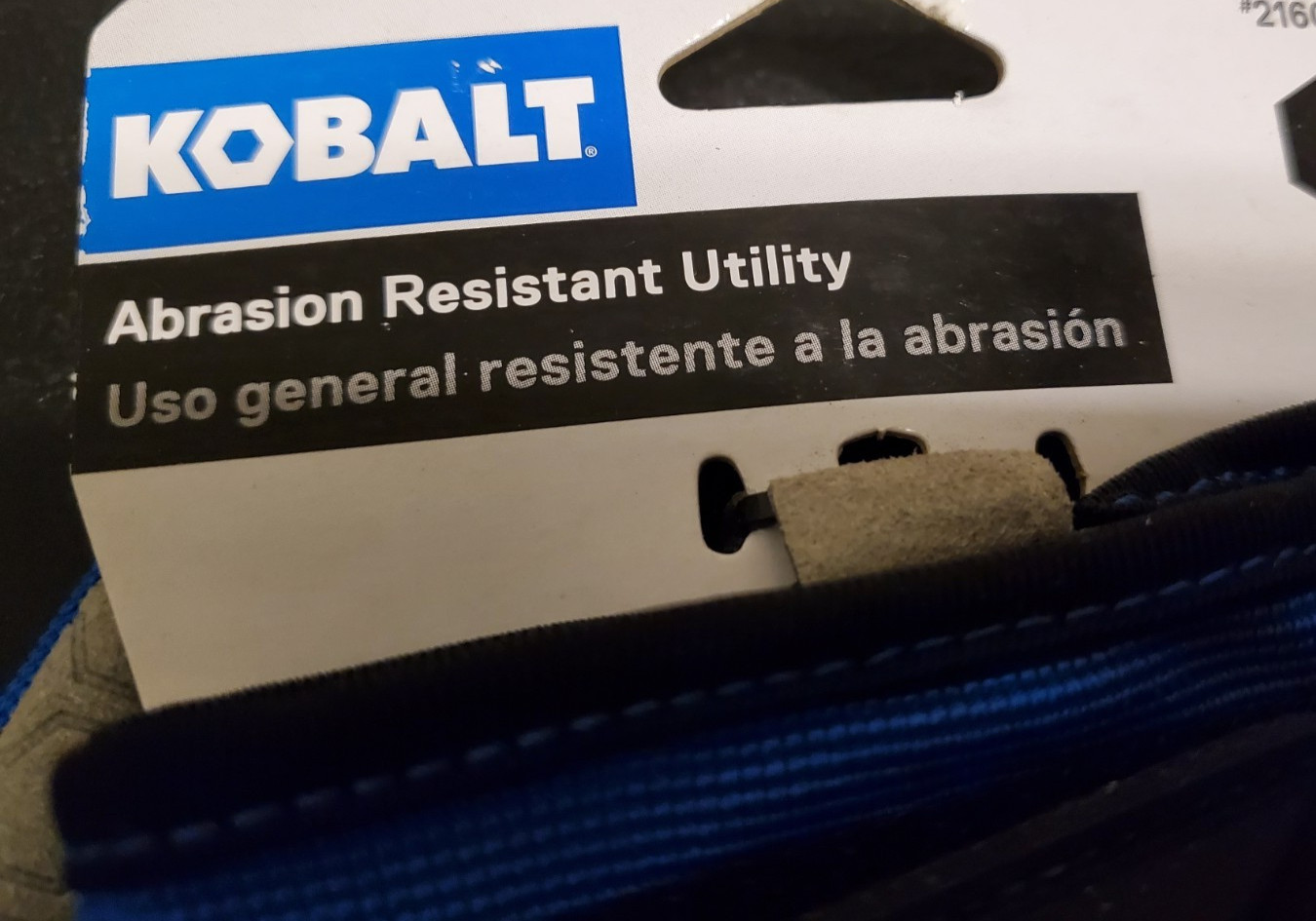 Kobalt Abrasion Resistant Utility Gloves 1 Pair – Sizes LARGE & XL Available