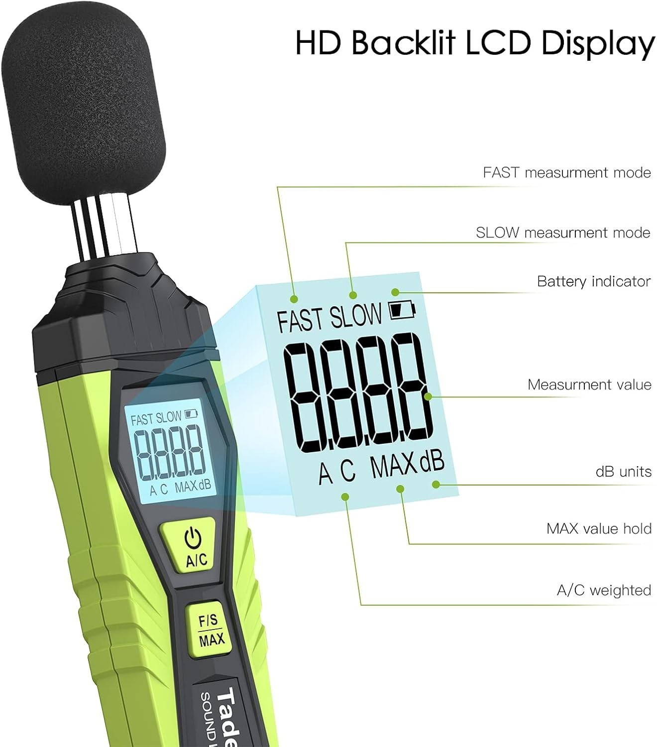 Digital Sound Level Meter MAX Data Hold Backlight