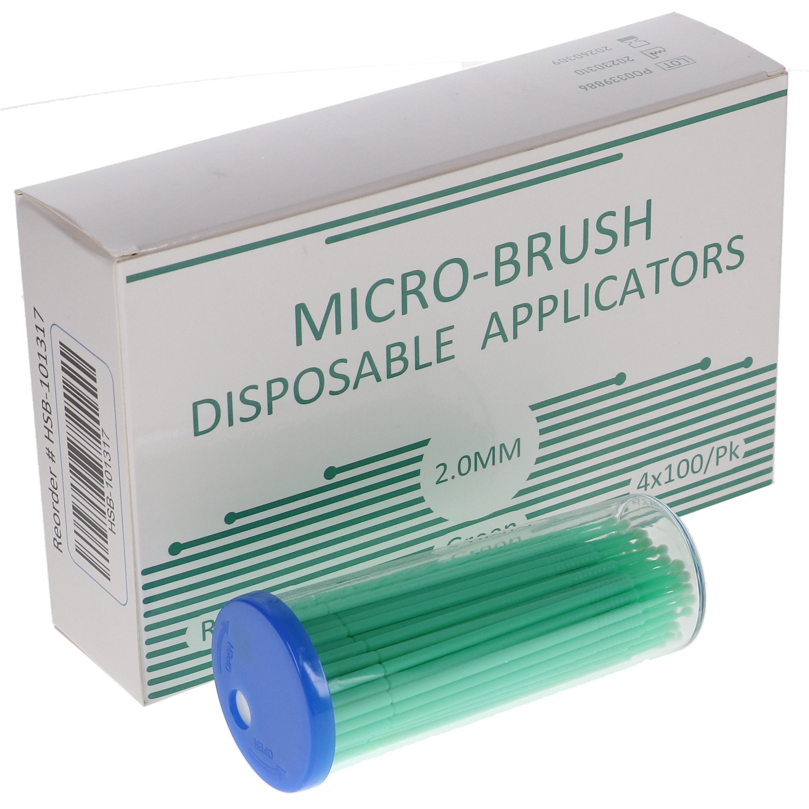 House Brand Dentistry 101317 Micro-Brush Applicators Regular Green 4 x 100/Pk