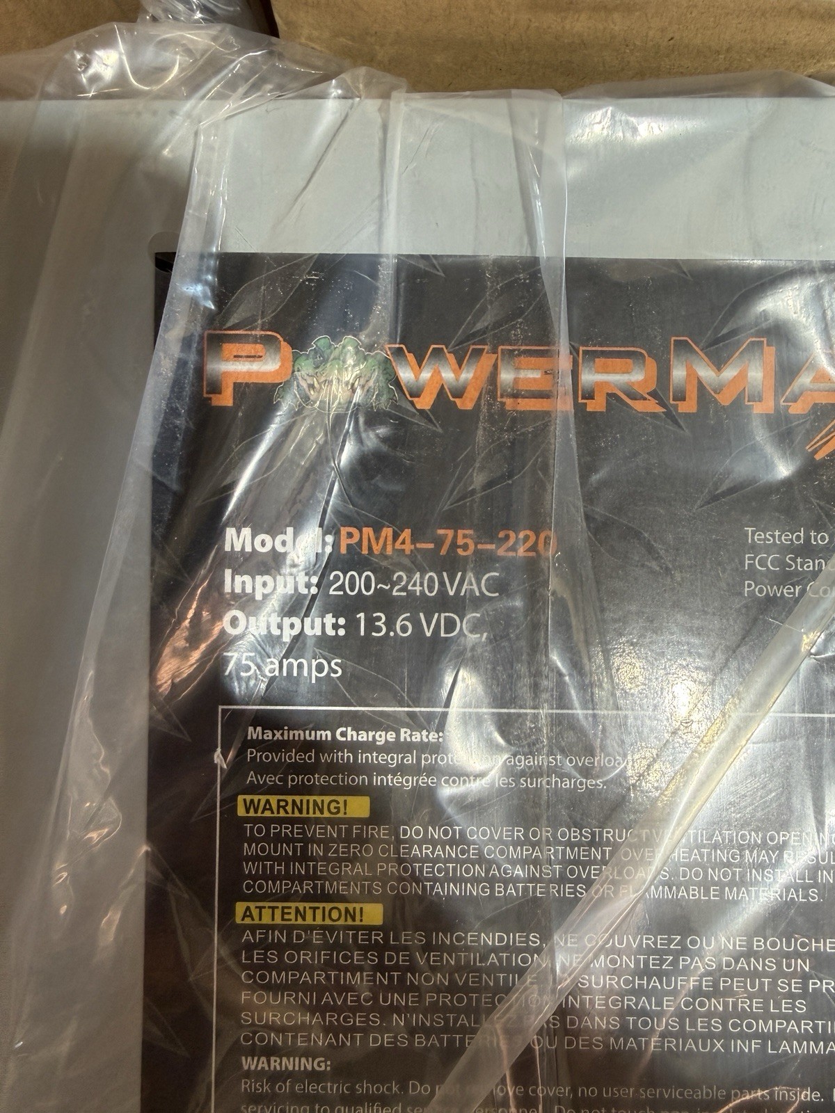 PowerMax PM4-75-220 Converter Charger 75A 13.6VDC Overload Protection