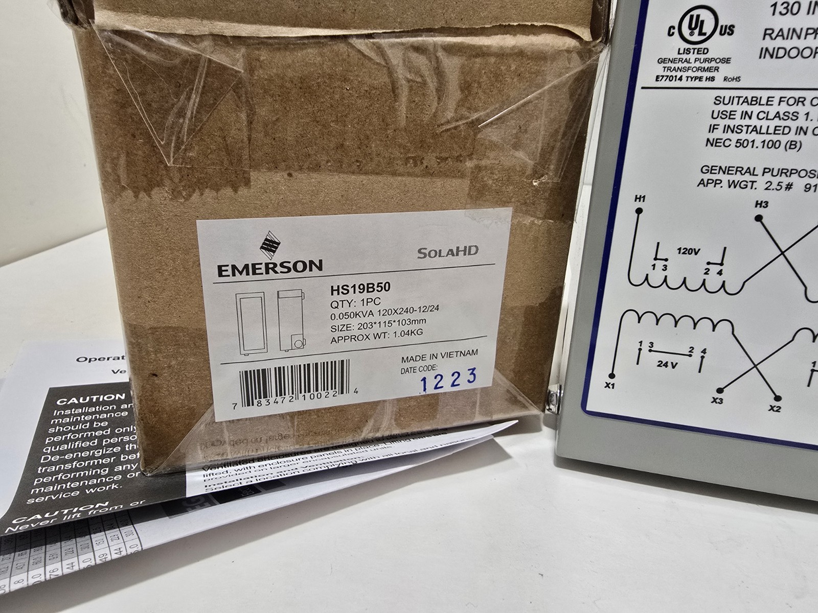 EGS SOLA HEVI-DUTY BUCK BOOST TRANSFORMER HS19B50 0.050KVA 120/240-12/24 V