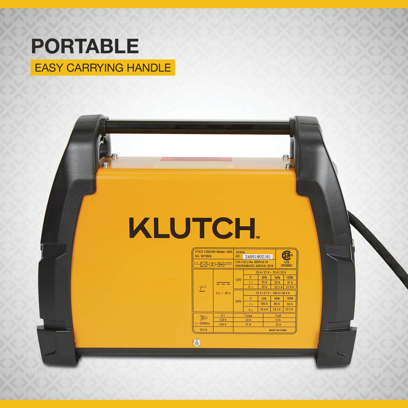 Klutch Dual-Voltage Stick Welder with Inverter Technology, 120/230 Volts, 160