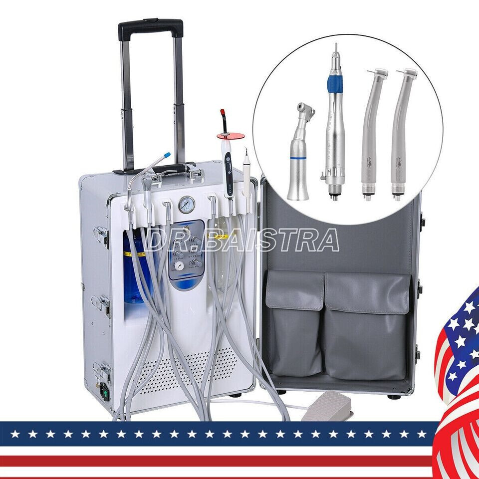 Unidad de entrega dental portatil móvil compresor de aire succión /handpiece