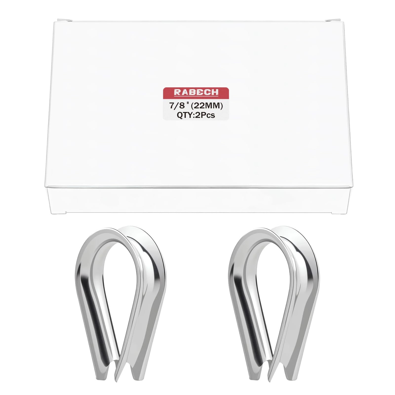 RABECH 7/8″ Wire Rope Thimble M22 Stainless Steel Pack of 2
