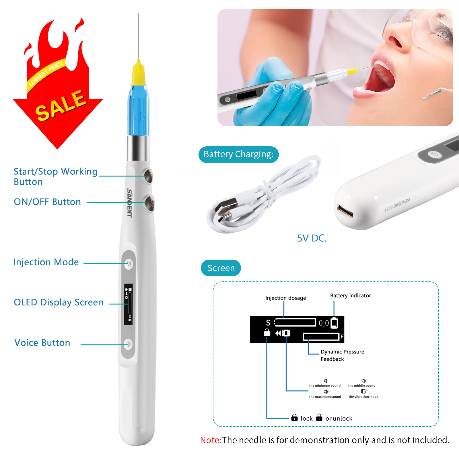 Electric Dental Painless Oral Local Anesthesia Delivery Device Injection Pen USA