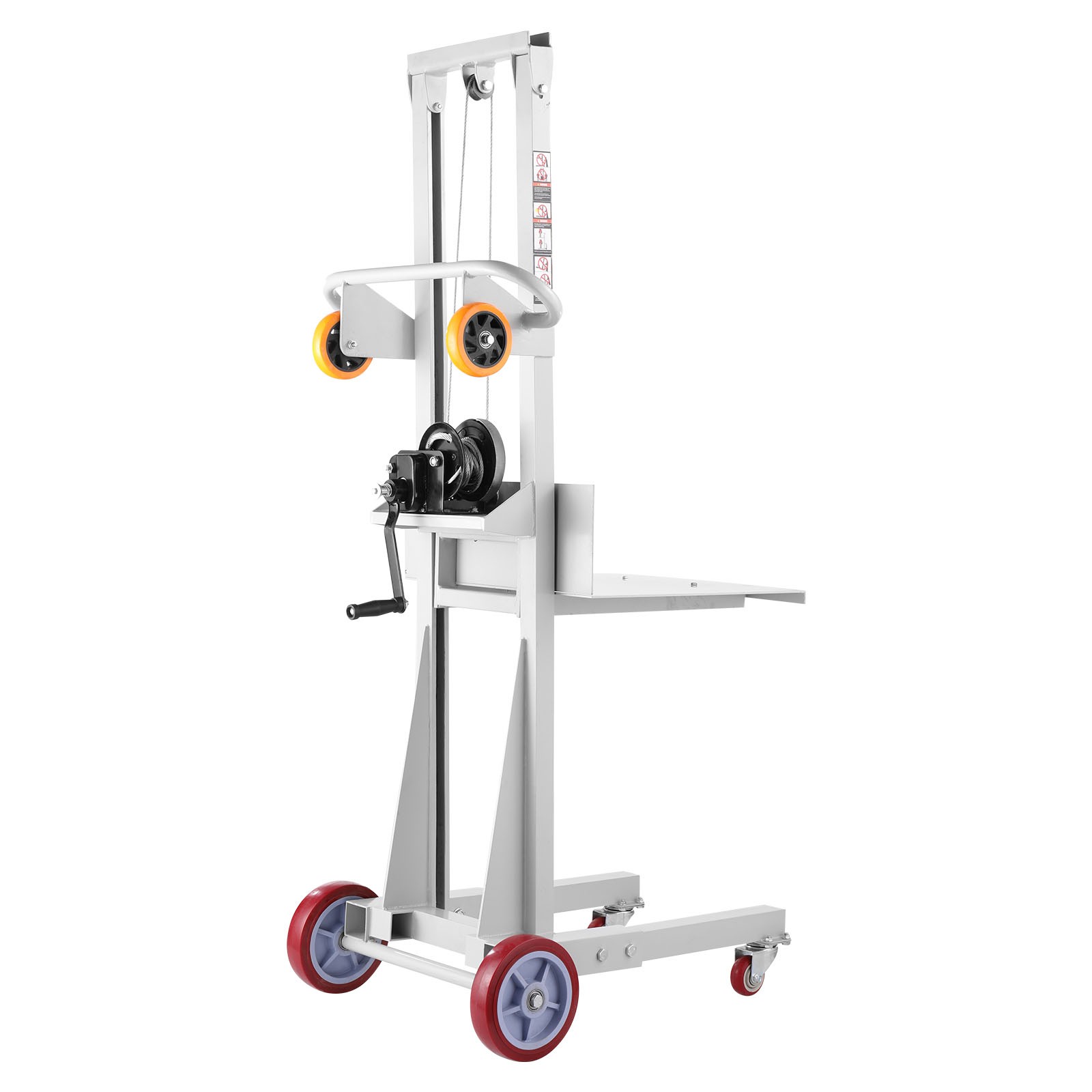 VEVOR Material Lift Winch Stacker 400 lbs Pallet Truck Dolly 51.1 in Max Lift