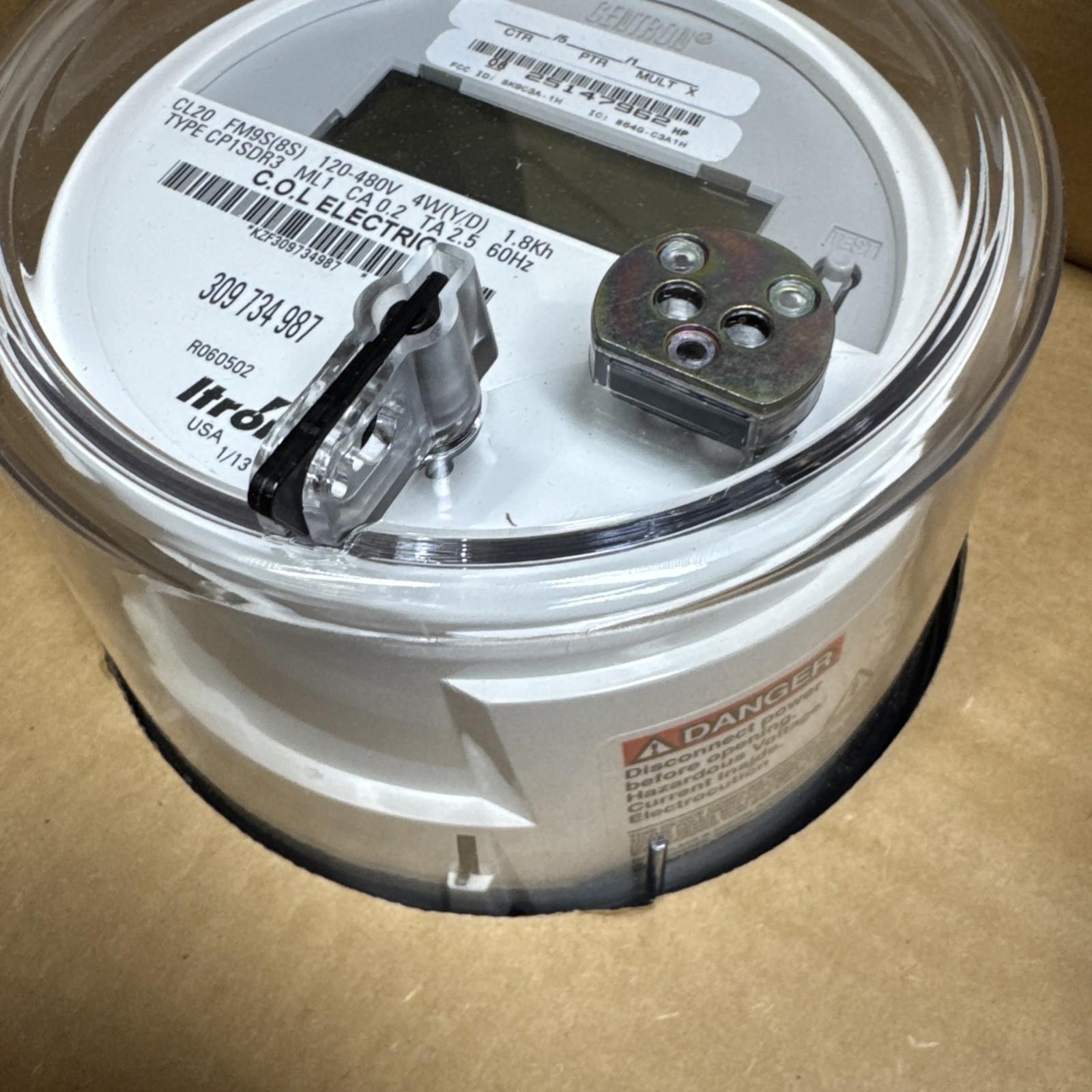 ITRON WATTHOUR METER KWH, CP1SDR3, FM9S, 4W, 10 LUG, Y/D, 320A 120-480V SMART