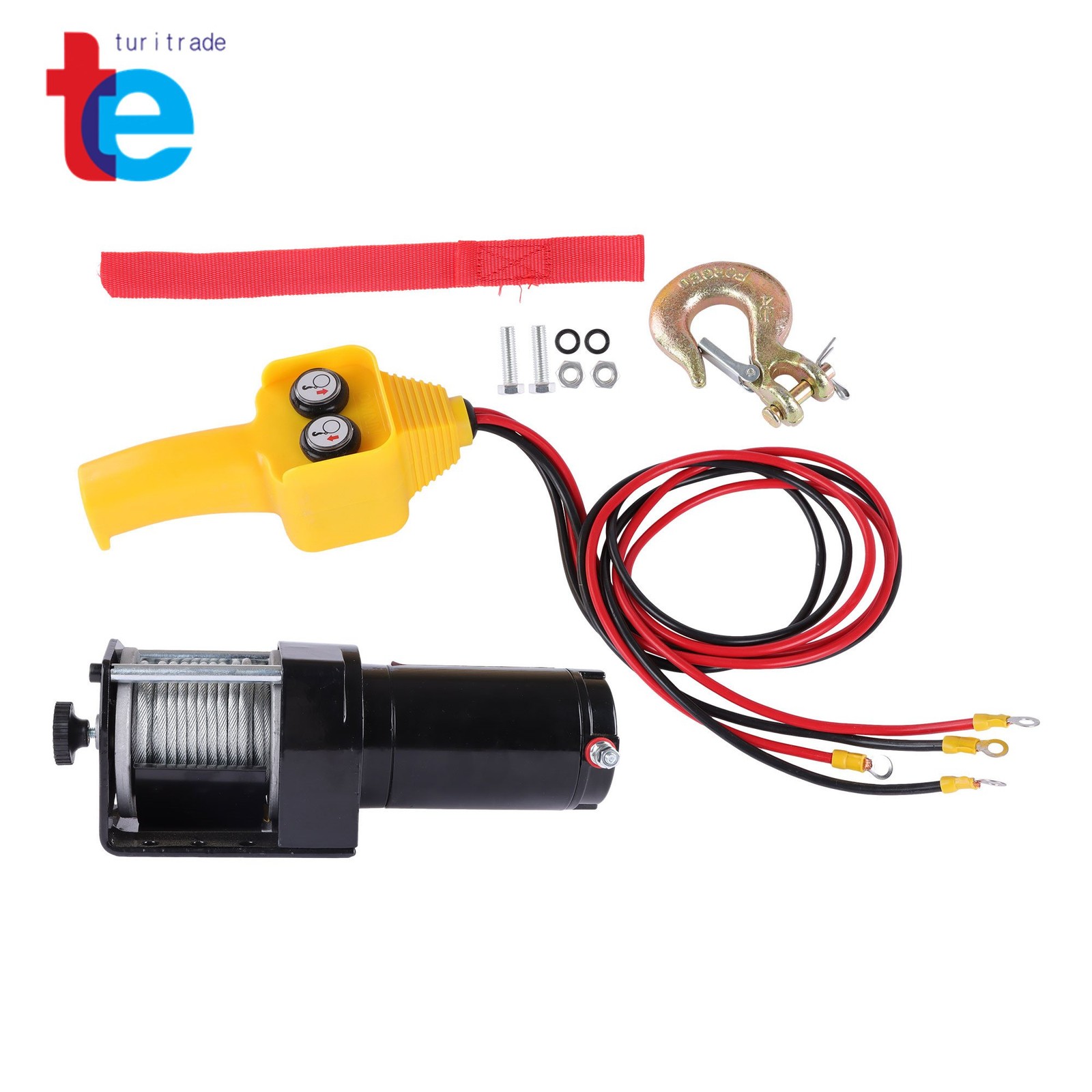 3000lb 32ft Steel Cable Electric Winch 12VDC/1.3HP Copper Motor 135:1 Gear Ratio