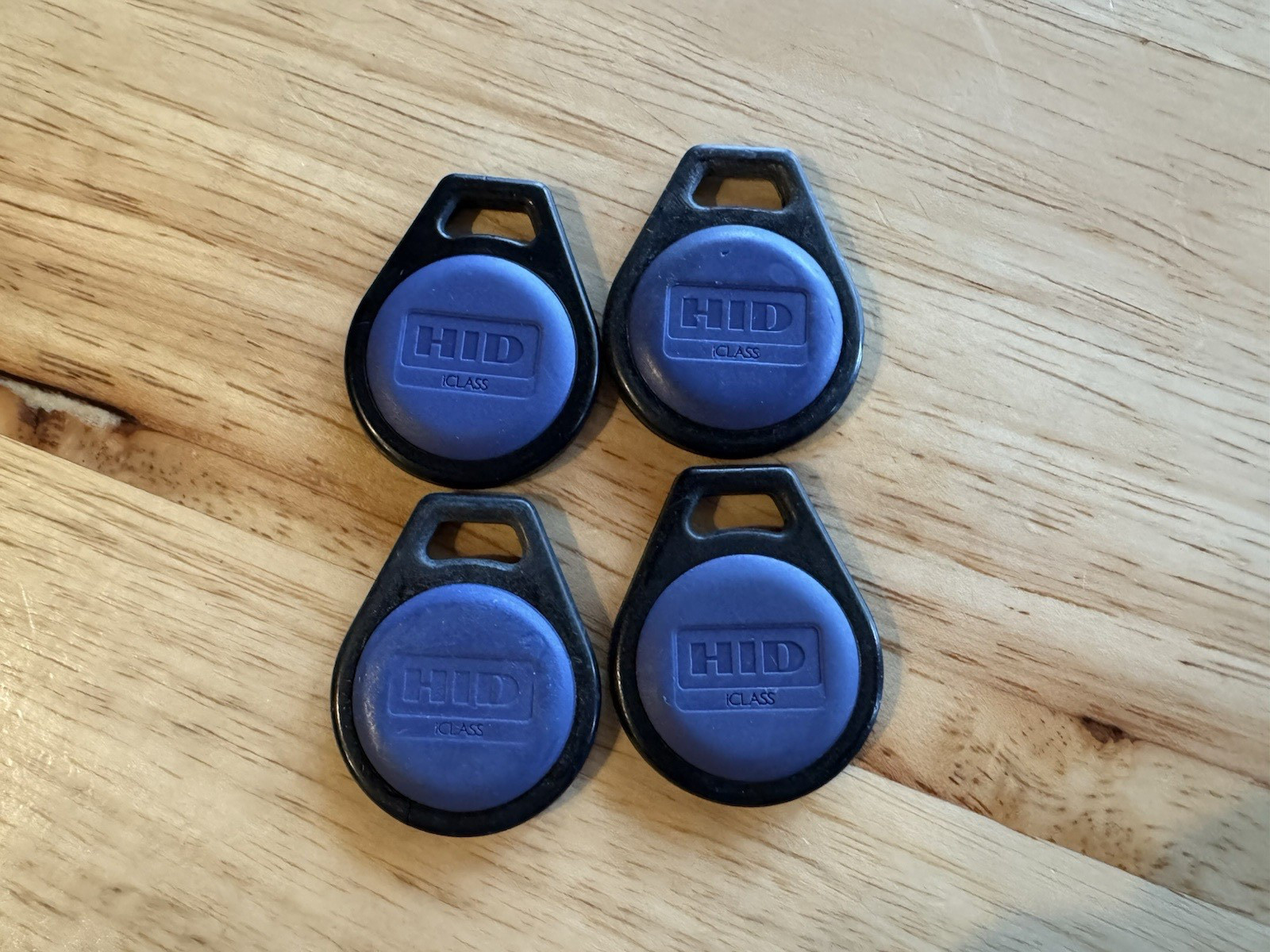 4 Used HID Blue ICLASS SE 2K Key Fob SE