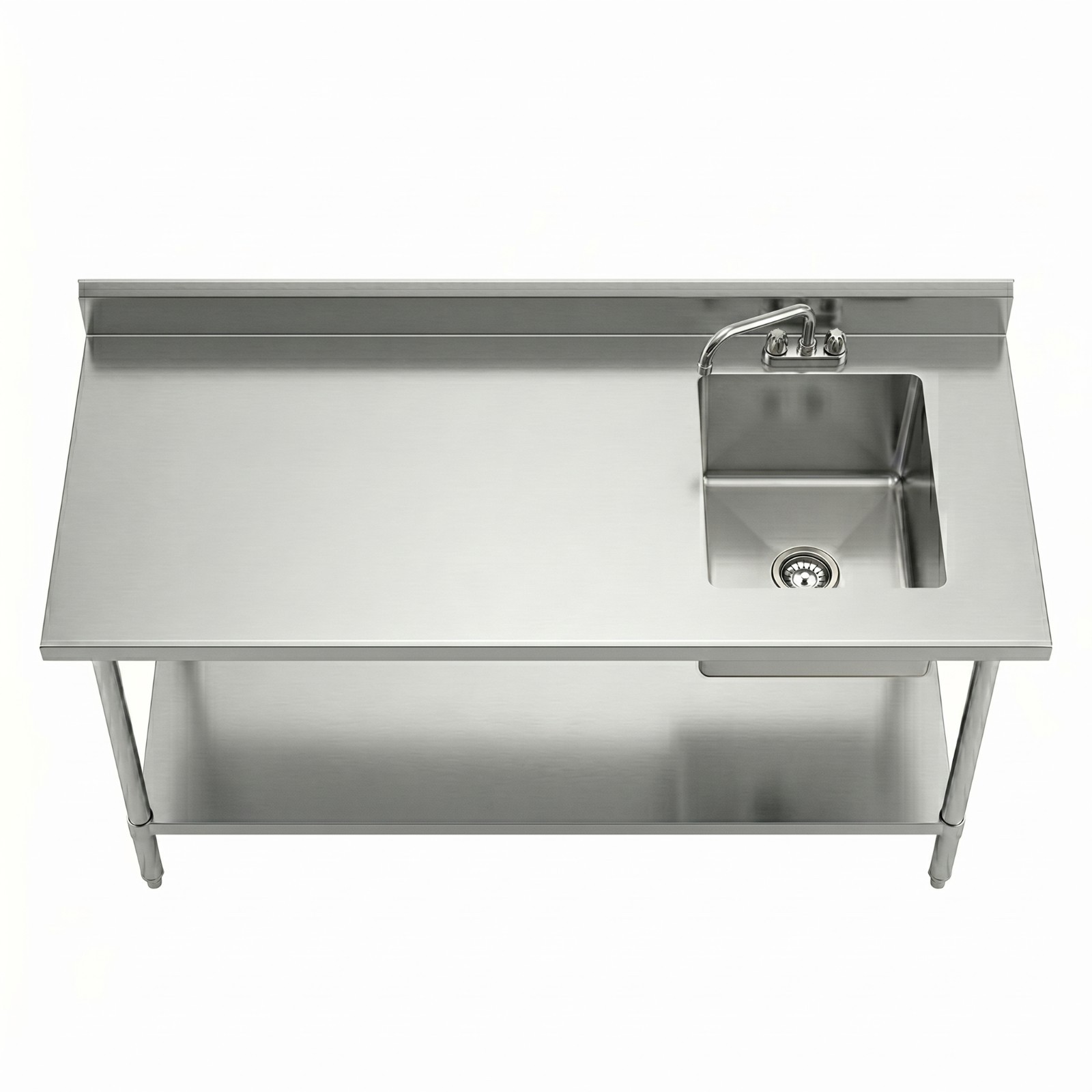 30 in. x 72 in. Stainless Steel Work Table with Built-in Prep Sink and Faucet