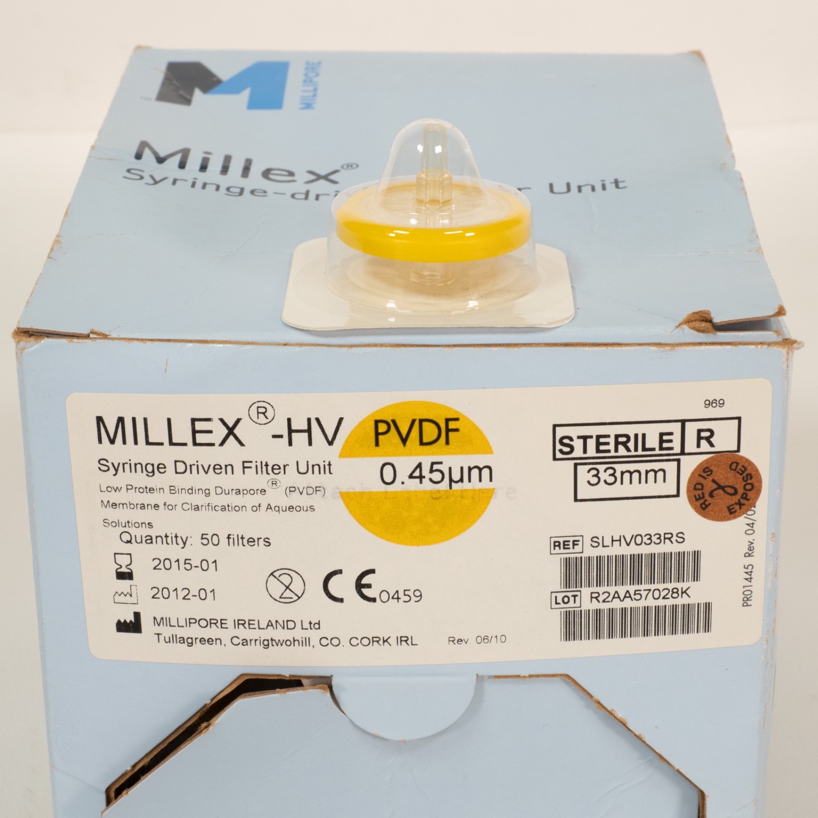 SYRINGE FILTERS – Millipore SLHV033RS Millex-HV PVDF 0.45μm 33mm – 47/BX
