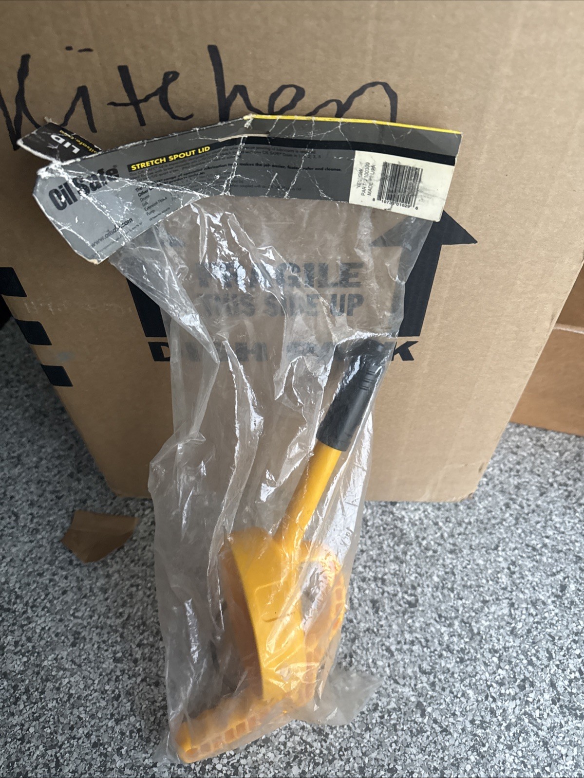 Oil Safe 100309 Stretch Spout Lid, W/0.5 In Outlet, Yellow