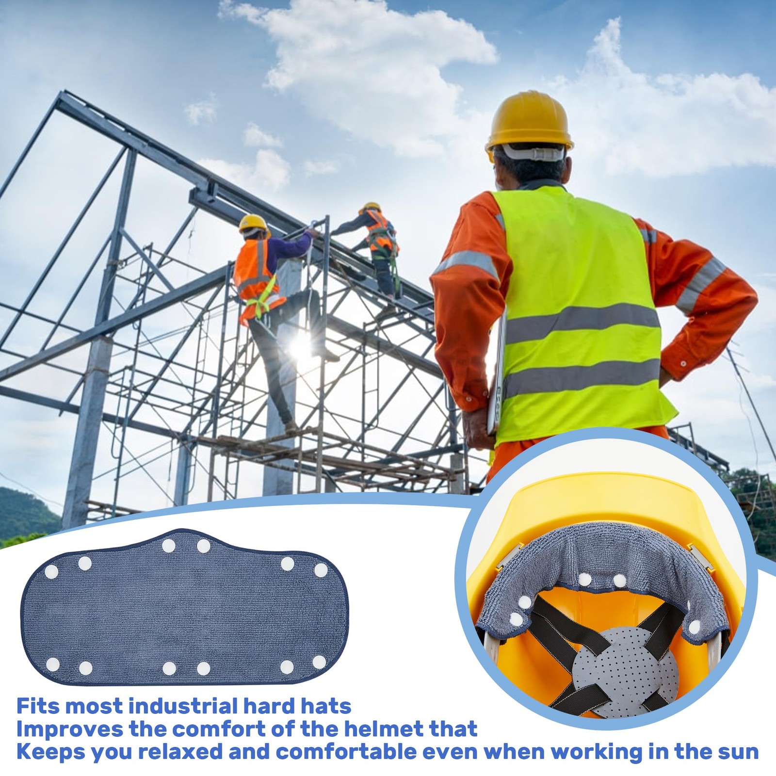 6 Pack Hard Hat Sweatbands Cotton Hard Hat Liners Reusable Washable Absorber