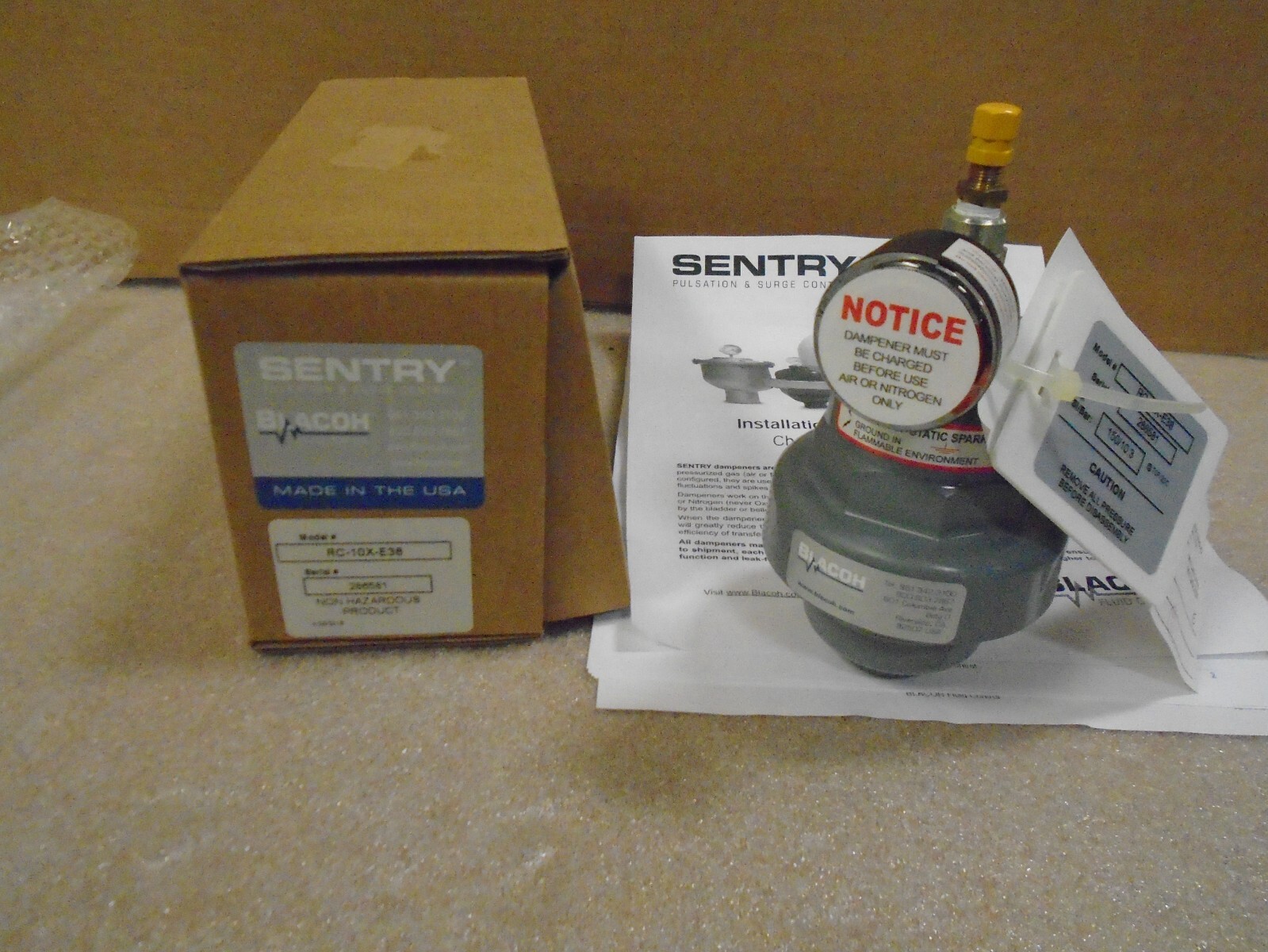 Brand new in box! Blacoh Sentry CPVC Chargeable Pulsation Dampener #RC-10X-E38