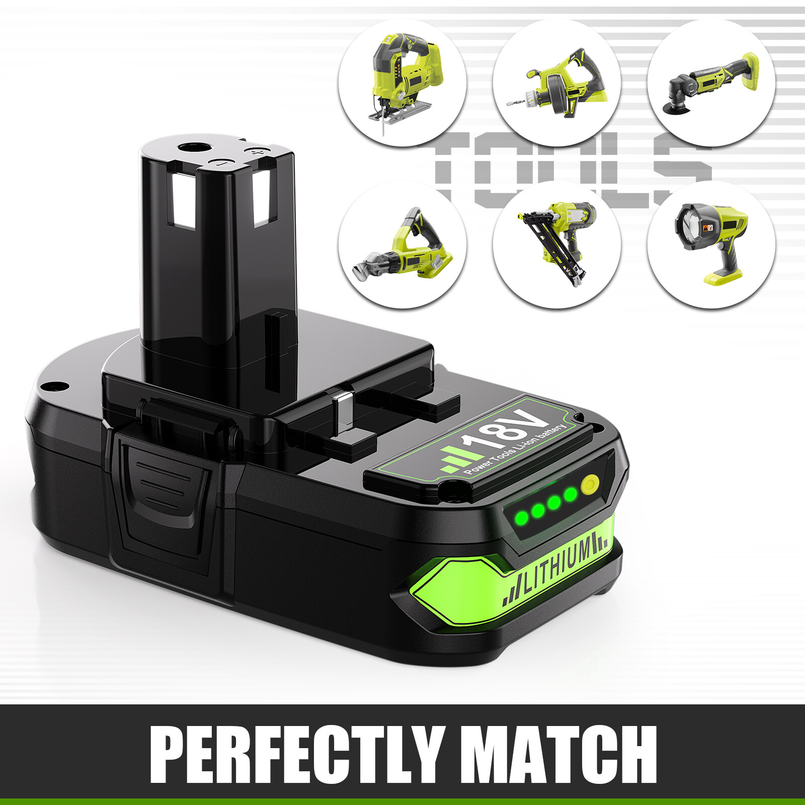 2Pack 18V 3.6Ah Lithium P102 Battery For P104 P105 P108 P109 RB18L25 For Ryobi