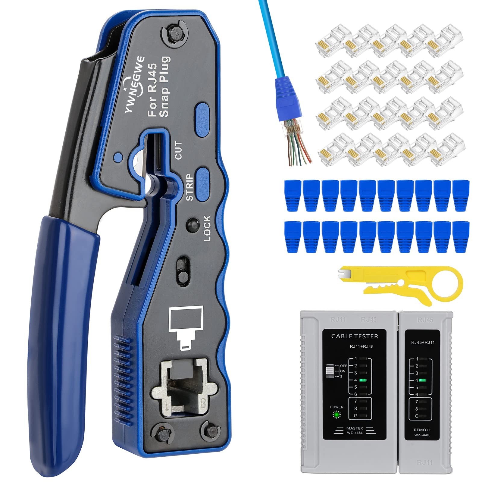 RJ45 Crimp Tool Kit Pass Thru Ethernet Crimper for Cat5e Cat6 Cat6a 8P8C Modu…