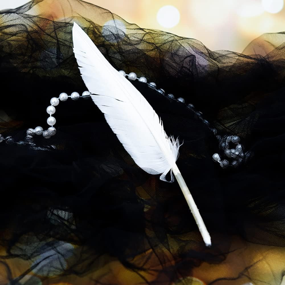 6 Pcs White Feather Quill Pens Vintage Feather Signing Pen Wedding Fancy Signatu