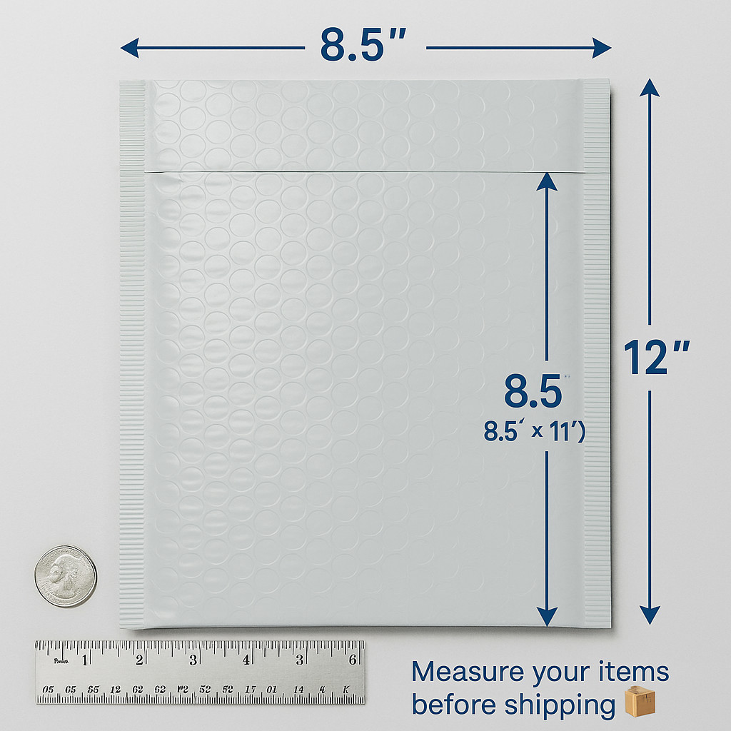 #2 8.5×12 Usable space 8.5″ x 11. Poly Bubble Mailer Padded Envelopes 25,50,100