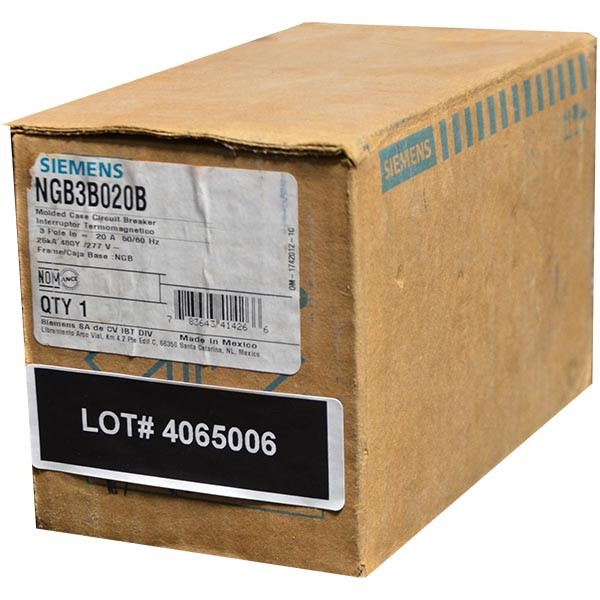 NGB3B020B Siemens 20A 480V 3P Panel Mount Circuit Breaker -New -SES