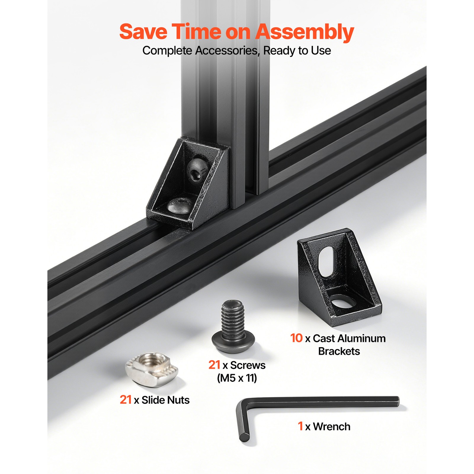 Uimoso 10PCS 2020 Aluminum Extrusion 48″ 1220 mm T-Slot Linear Rail in Black