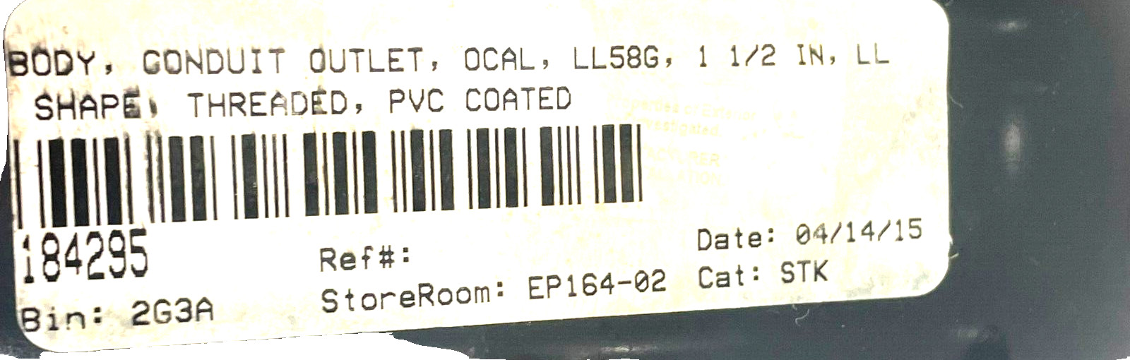 NEW OCAL THOMAS BETTS LL58G CONDUIT OUTLET 1 1/2 L-SHAPE