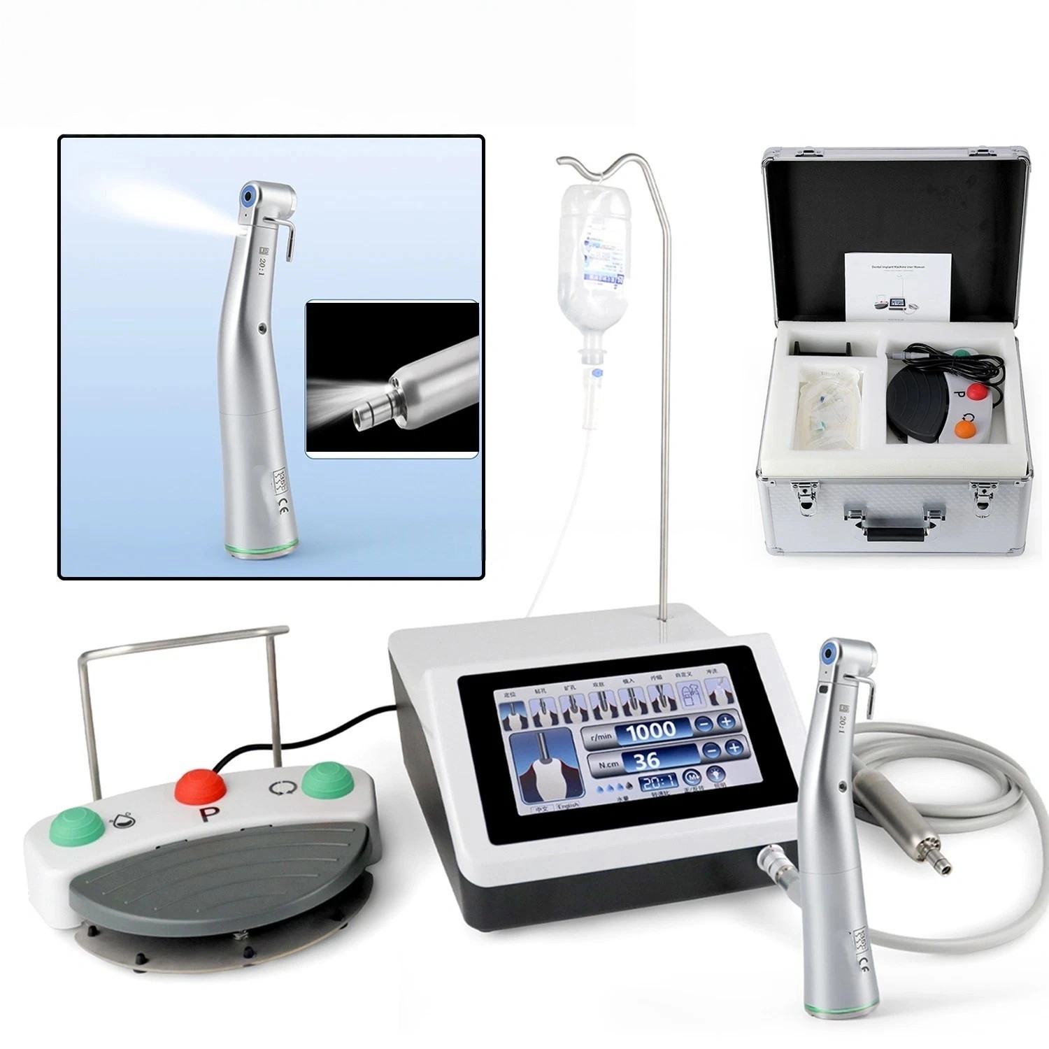 Dental Implant Surgical Brushless Motor + 20:1 LED Contra Angle Handpiece