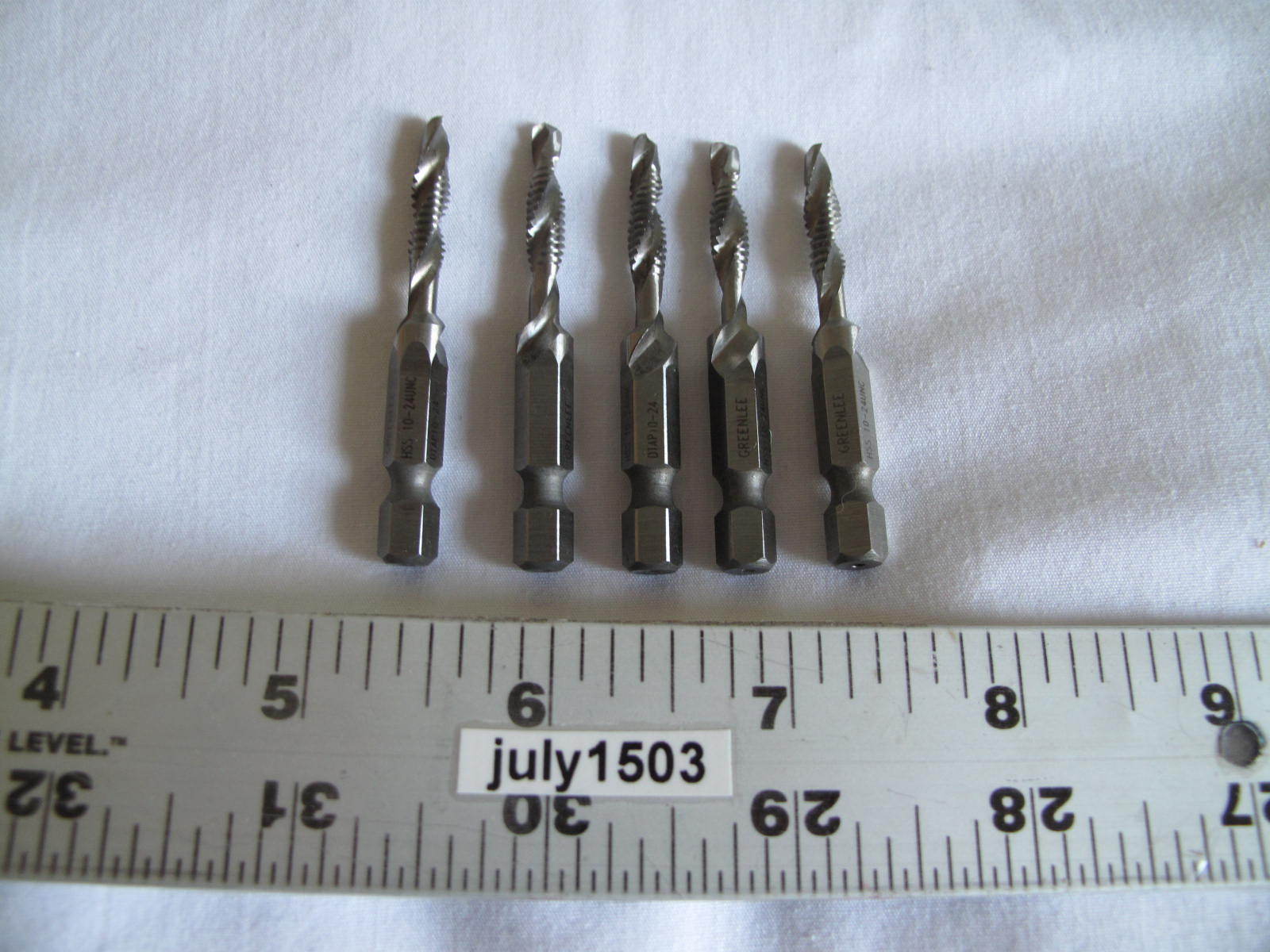 (5) Greenlee DTAP10-24 Drill Tap Countersink Quick Release Bit Thread