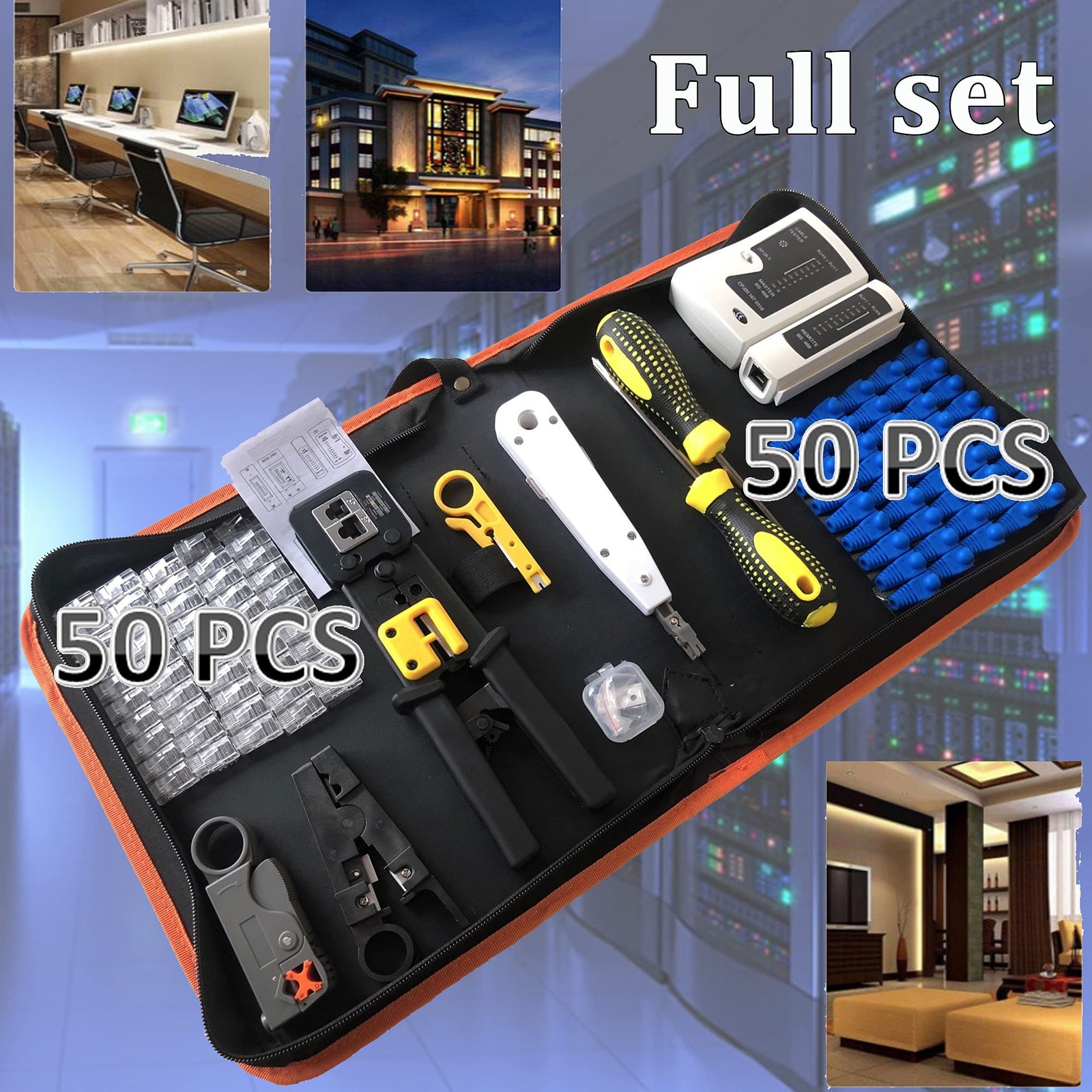 LEATBUY RJ45 Crimping Tool Kit for RJ11/RJ12/CAT5/CAT6/Cat5e, Professional Co…