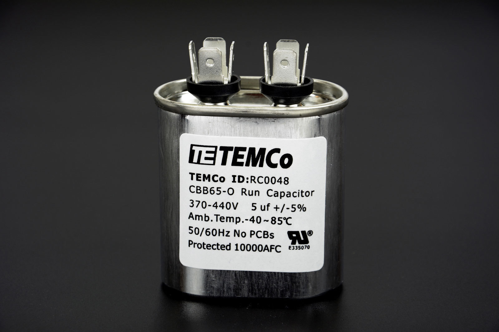 TEMCo 5 uf/MFD 370-440 VAC volts Oval Run Capacitor 50/60 Hz -Lot-5