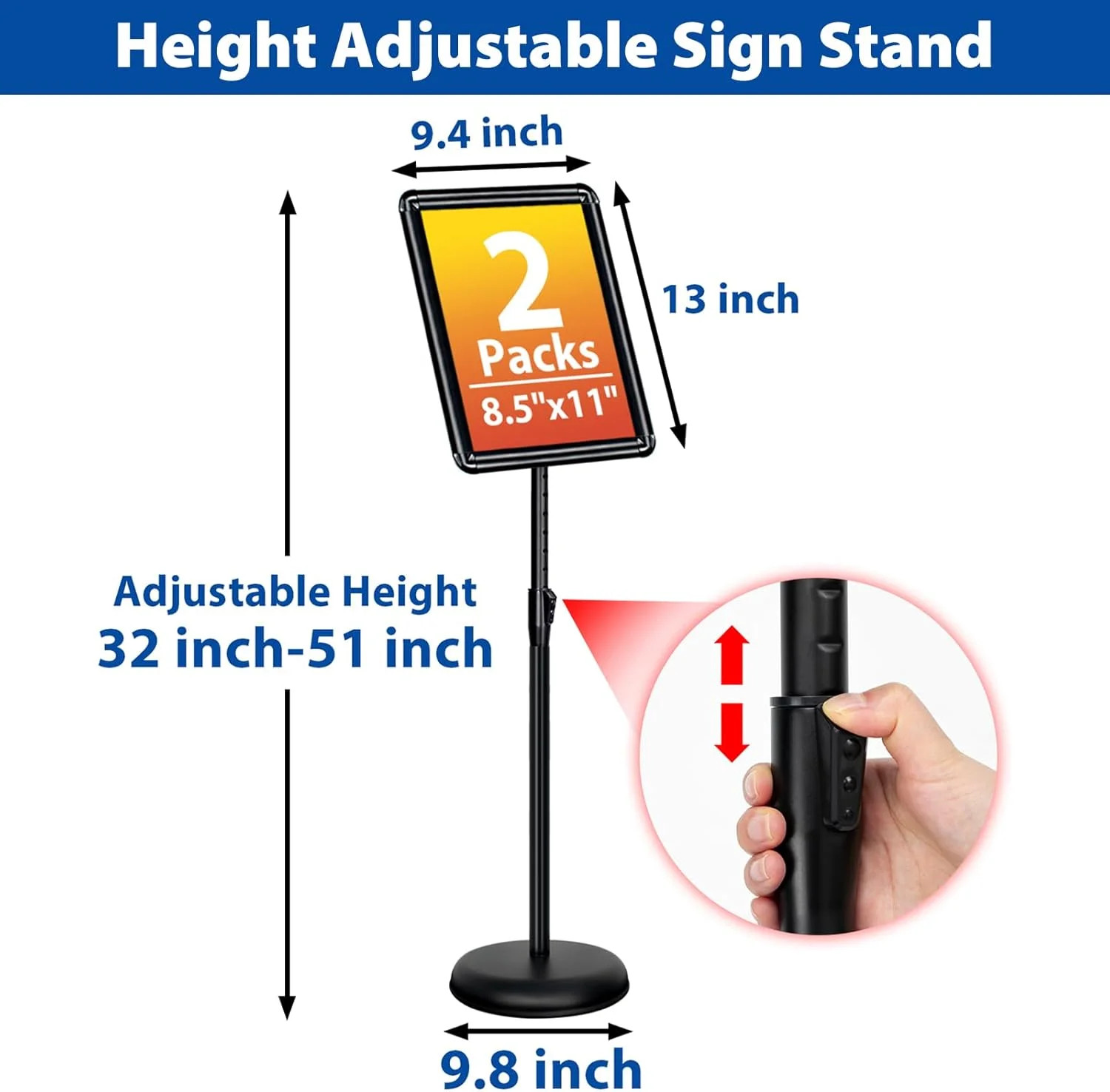 2-Pack 8.5×11 Inch Adjustable Sign Stand & Floor Standing Sign Holder – Pedestal