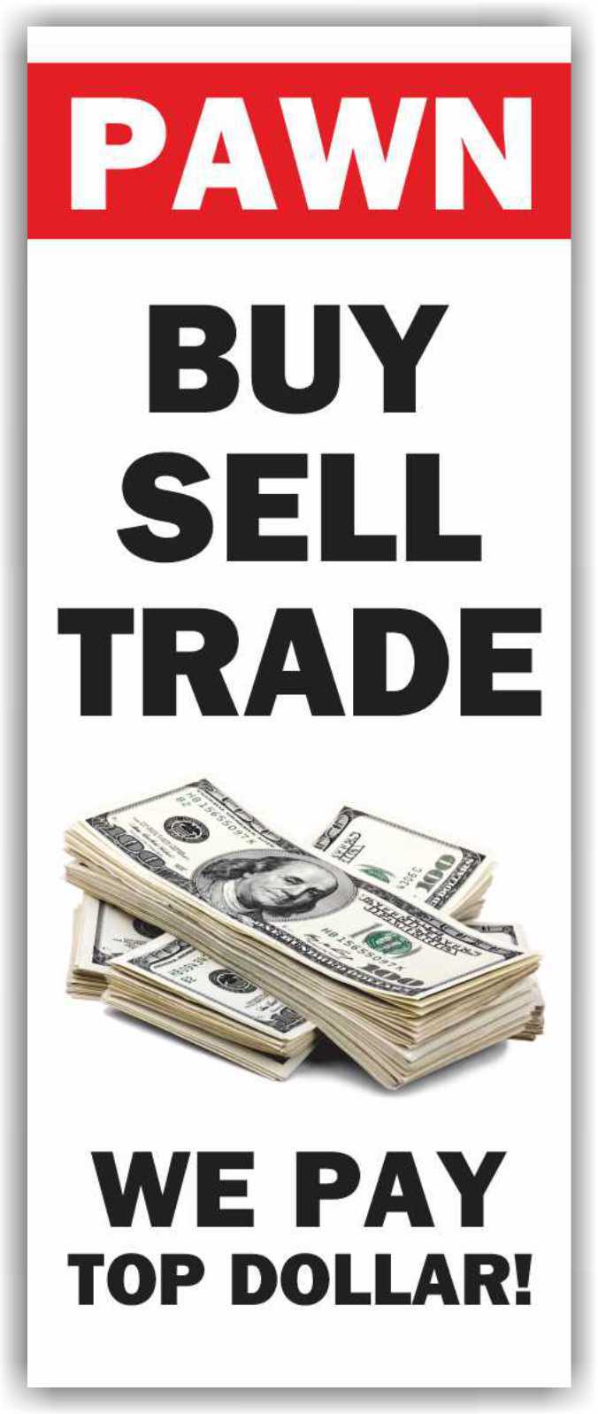 PAWN BUY SELL TRADE Advertising Banner Vinyl Mesh Sign Pawn Shop Cash Jewelry