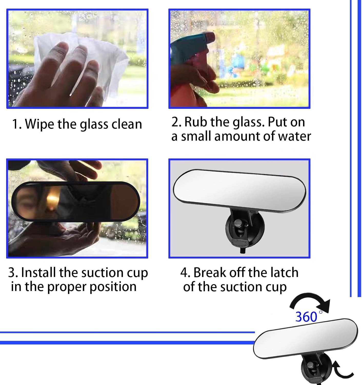 Espejo retrovisor ajustable con ventosa para la mayoría de vehículos.