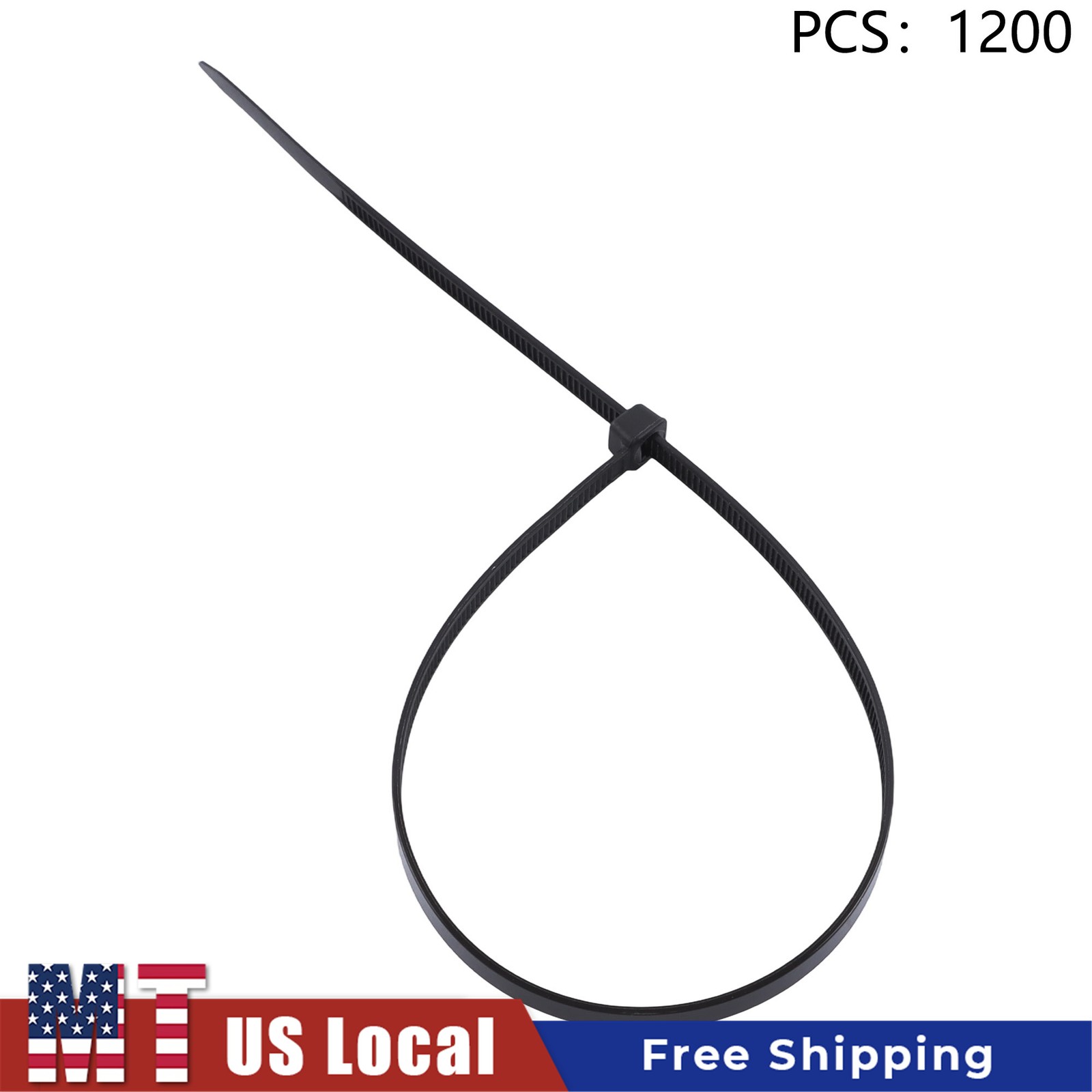 Self-Locking Zip Ties 1200pcs 14 Inch Nylon 50lb Heavy Duty 0.18in Width Black