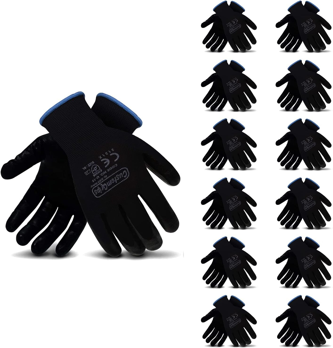 CustomGrips Cut Resistant Work Gloves, Black Nylon Liner, Ultra-Thin Breathable