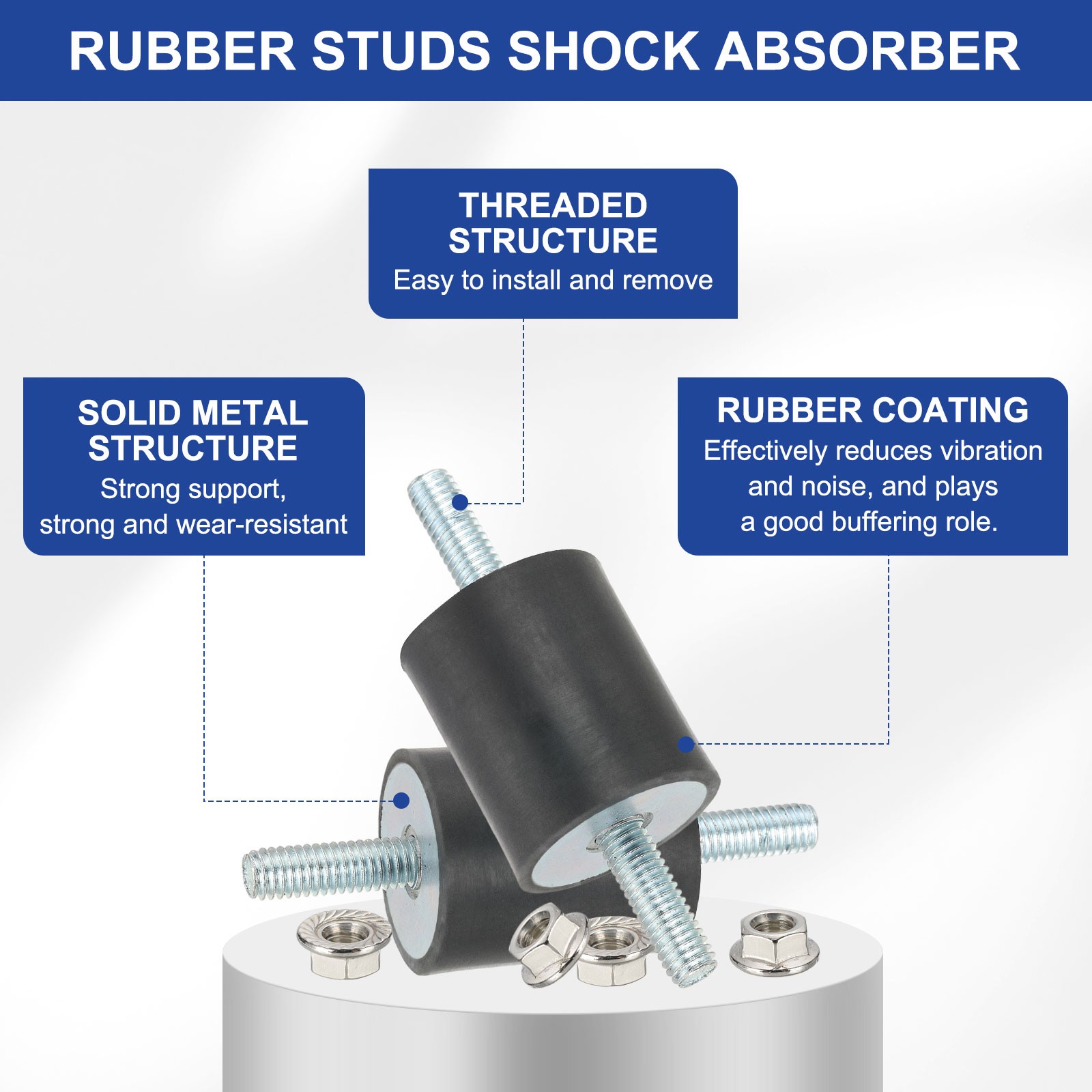 M10-50x30mm Rubber Isolator Mounts Vibration Studs Shock Absorber 2Pcs, (84mm)