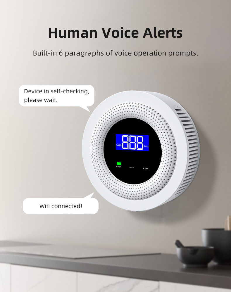 Smart Gas Leak Detector Wifi Digital Natural Gas Leakage Alarm Led Sensor