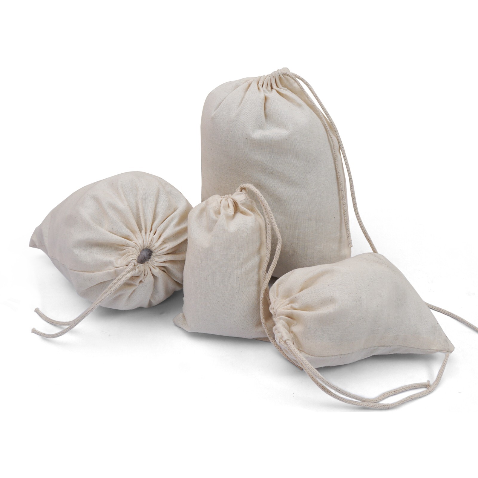 8 x 10 Inches 100% Cotton Reusable Storage Premium Single Drawstring Bags