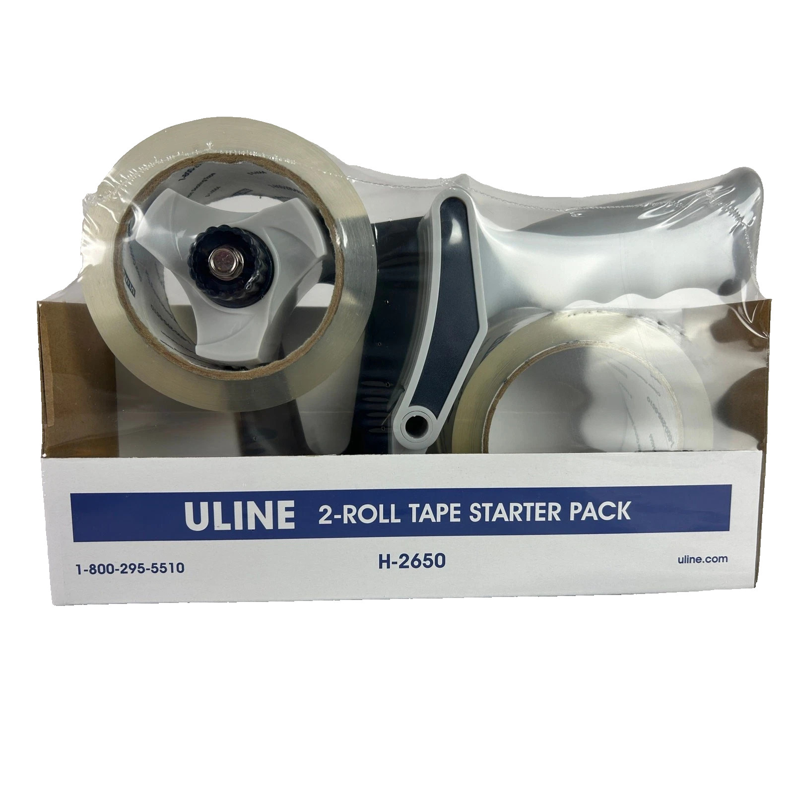 Uline Tape Dispenser With 2 Rolls Clear Packing Tape H2650