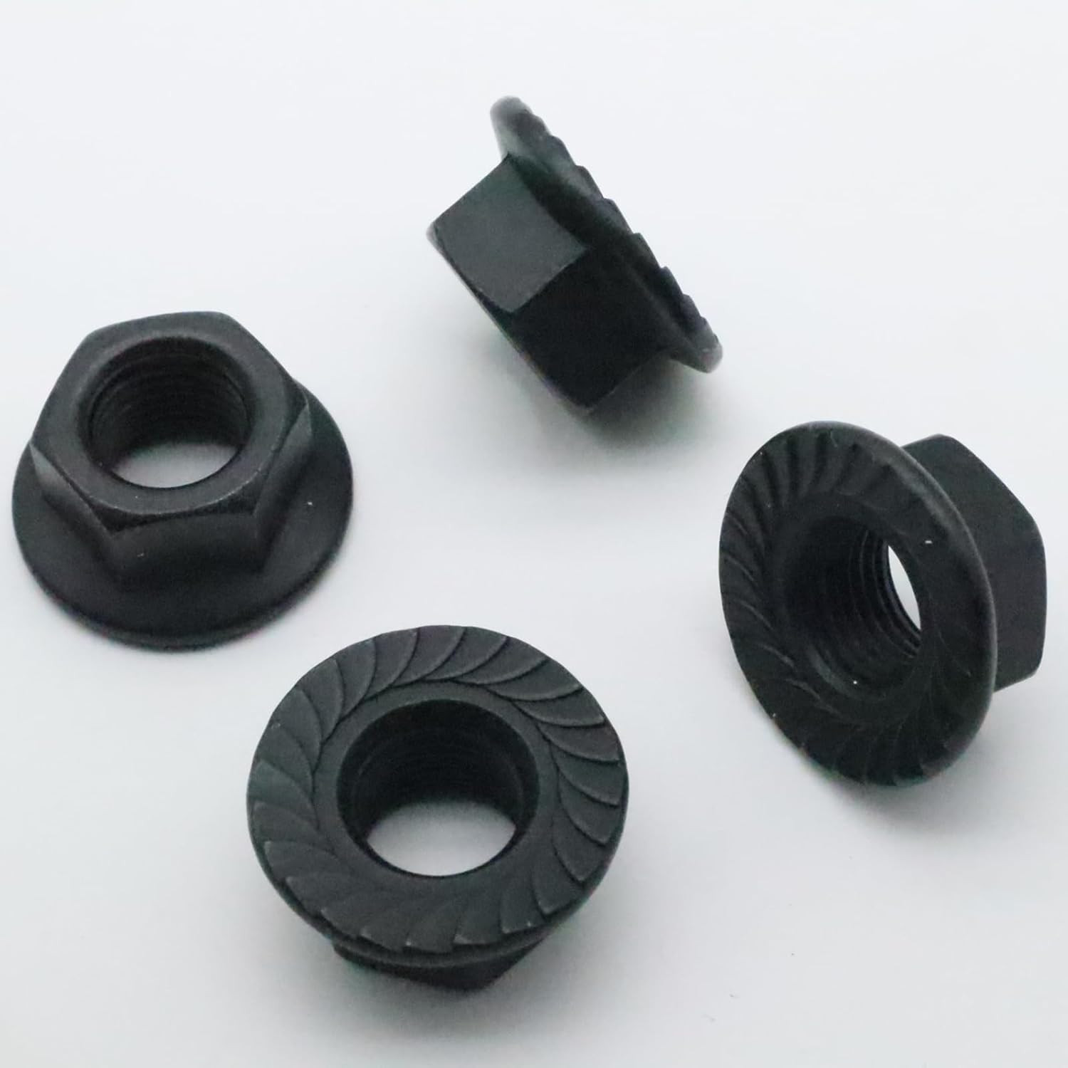 20Pcs M12 X 1.25Mm Flange Nut, Carbon Steel Thread Hardware Nuts Serrated Flange