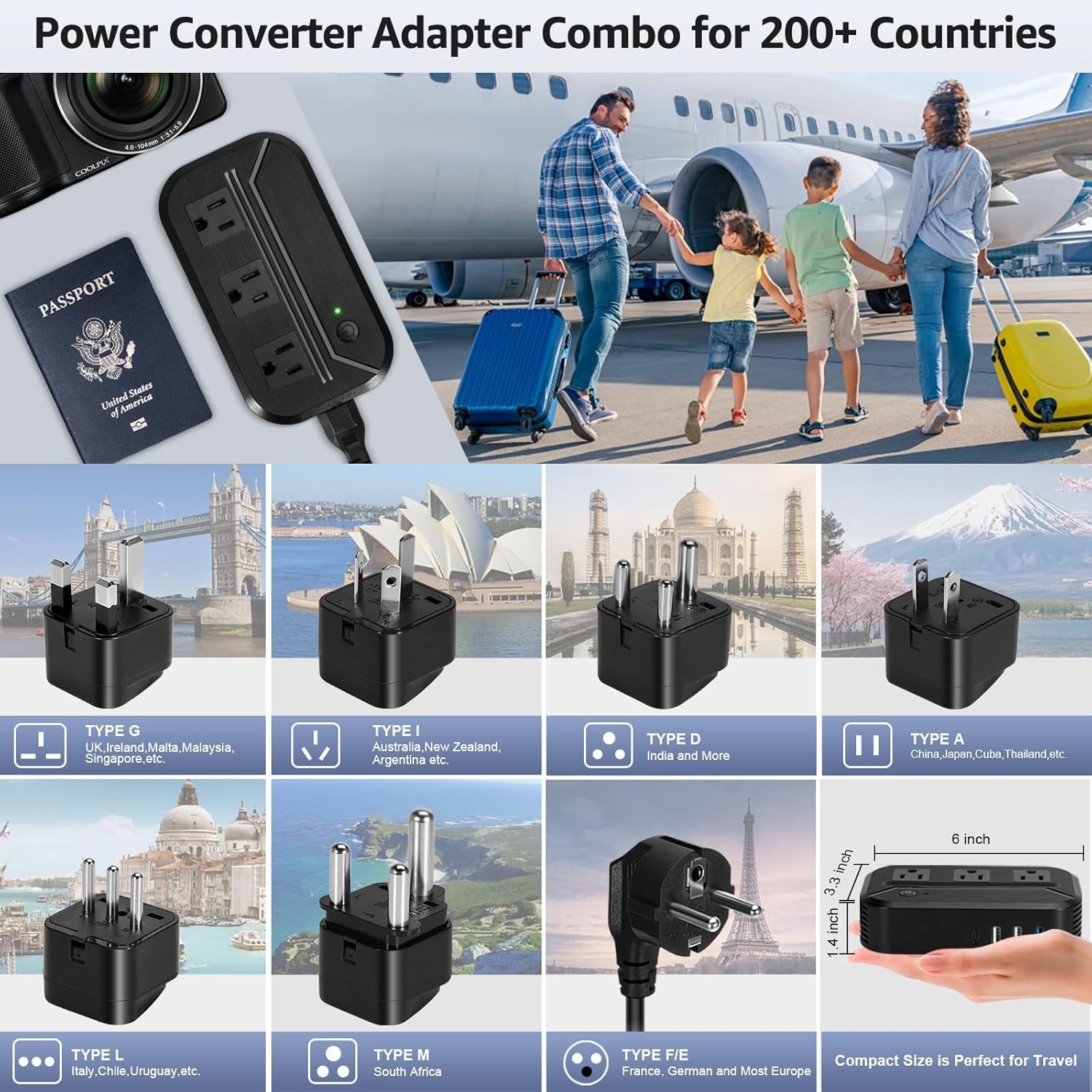 Voltage Converter 2300W Power Step Down 220V to 110V Universal Travel Adapte…
