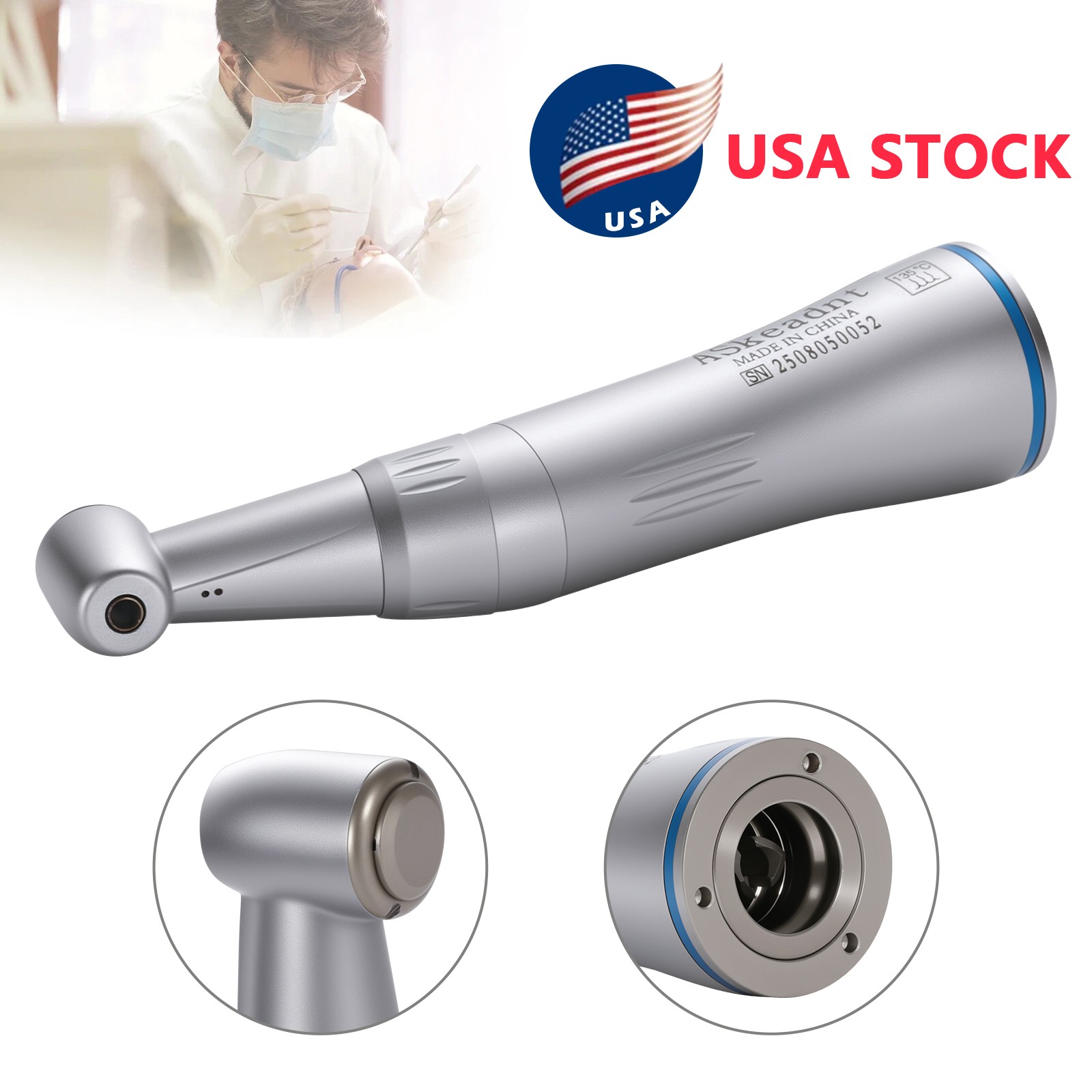 Dental Internal Water Spray Contra Angle E-type Low Speed Handpiece