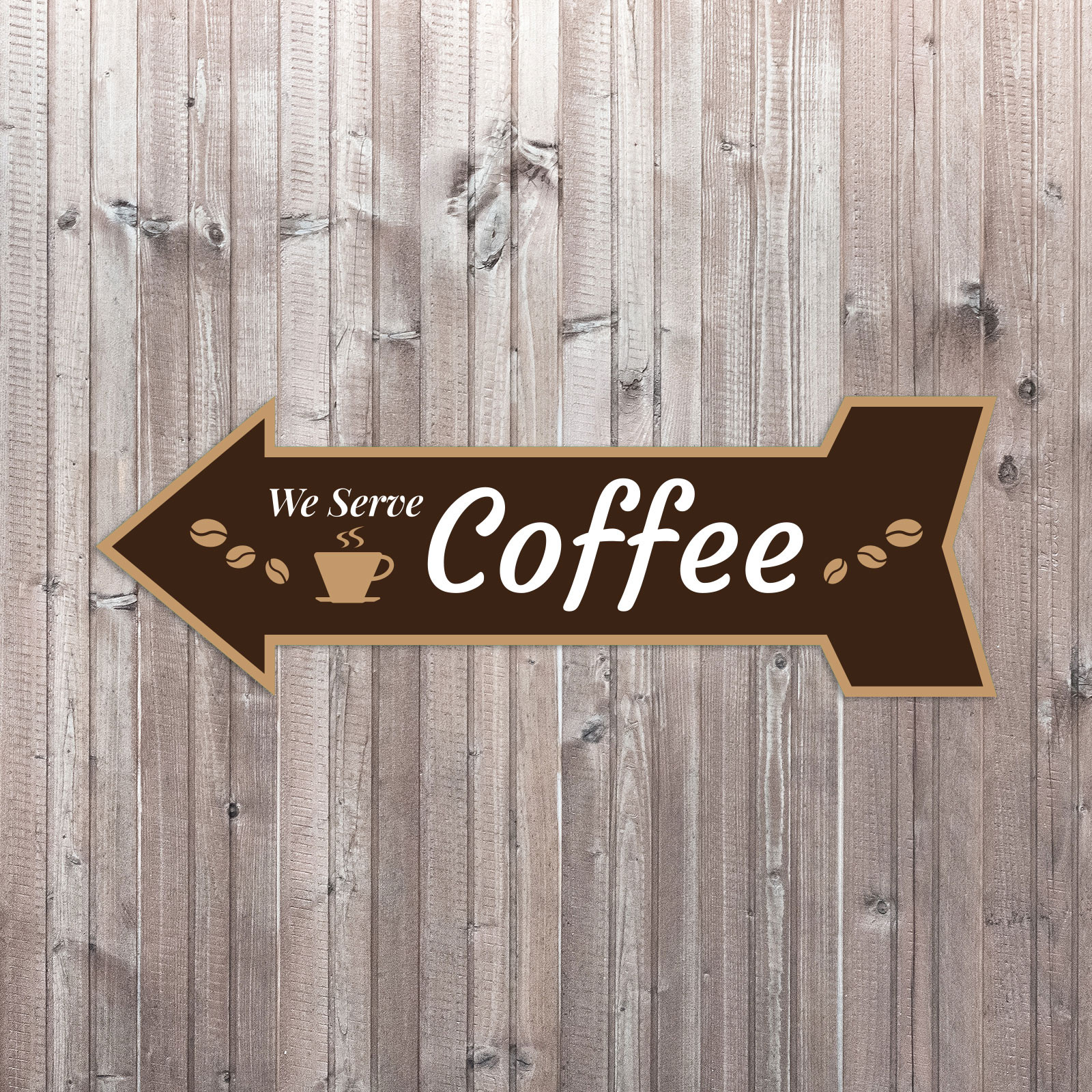 Arrow Shape We Serve Coffee 12×4″ Wall or Door Sign | Funny Home Decor