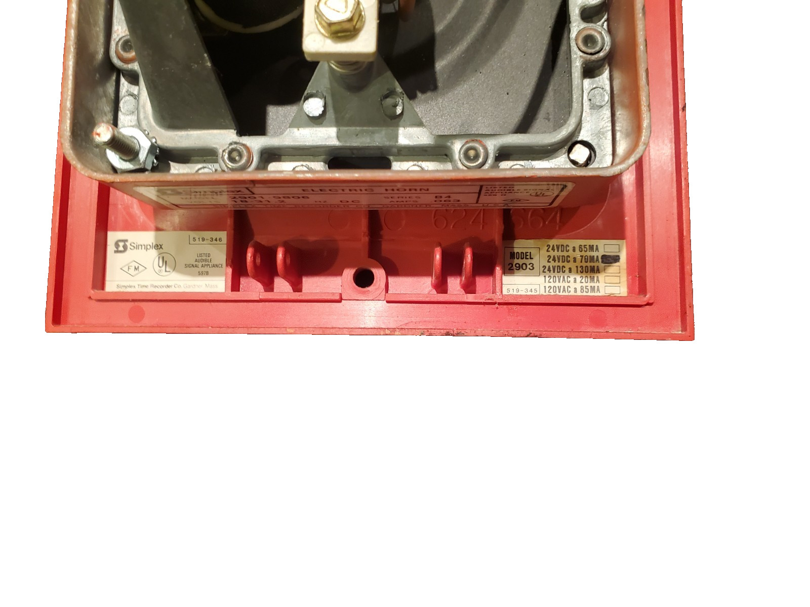 Simplex 2903-9001 & 2901-9806 Strobe, Plate & Horn Combo