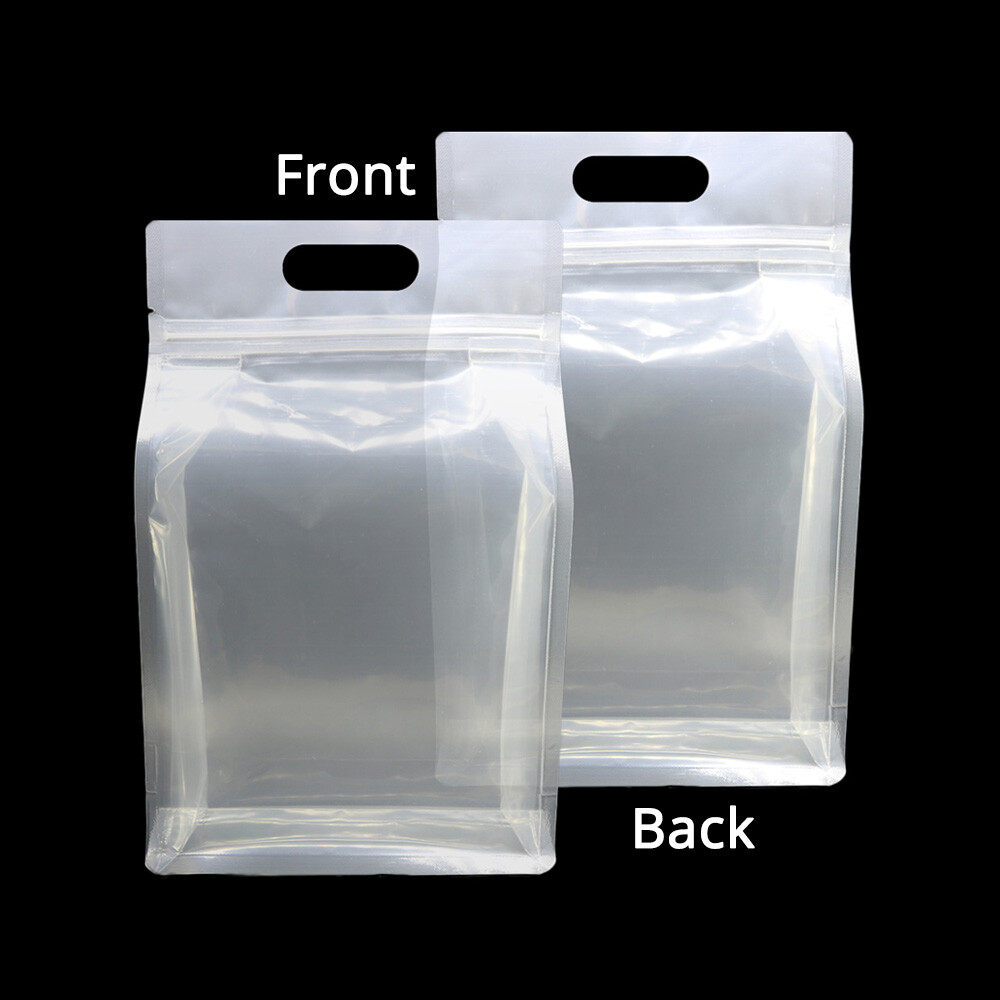 Multi-Size Mylar Clear/Clear/Clear Glossy Stand Up Zip Lock Bag w/ Hang Hole